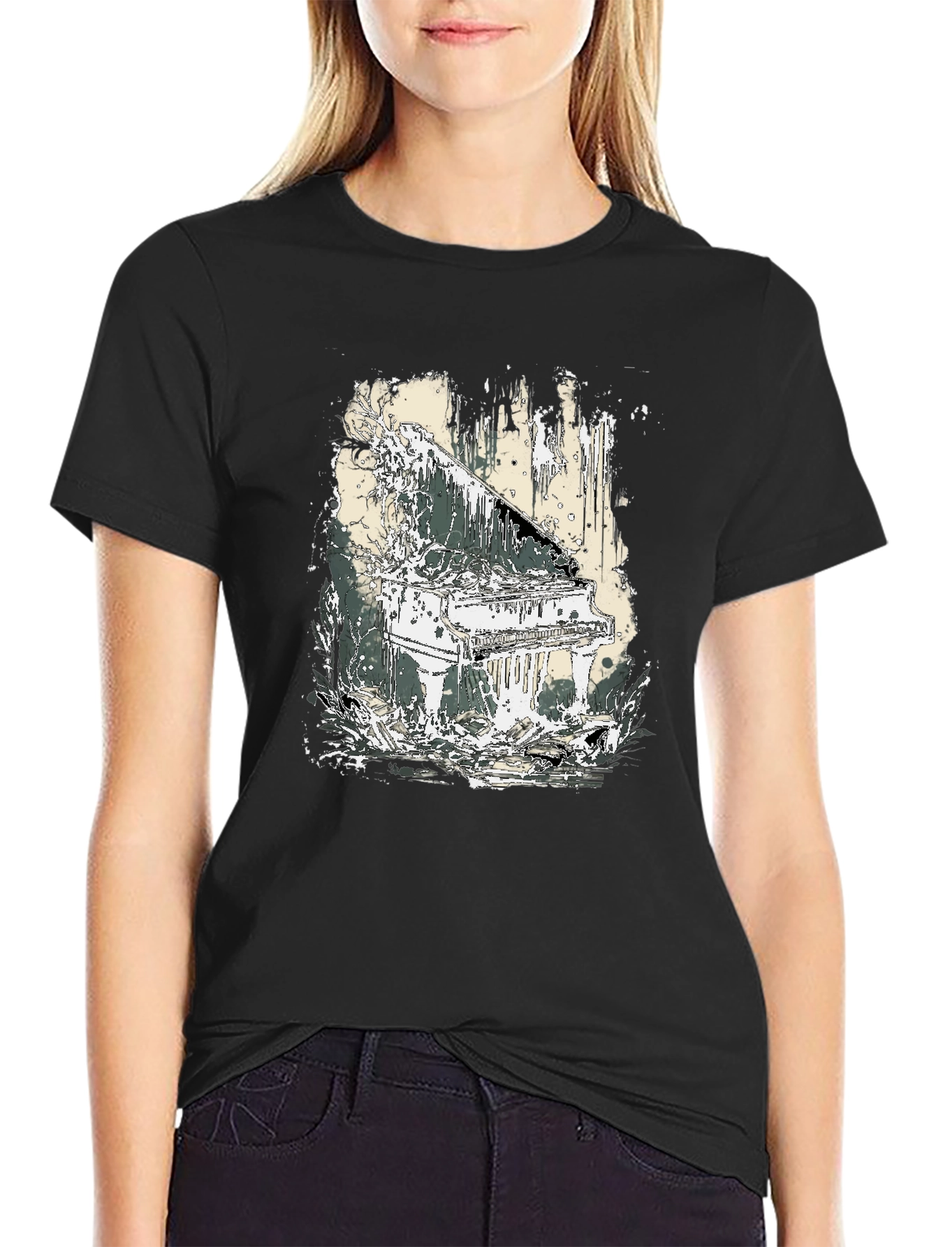 Piano Art Black T-Shirt