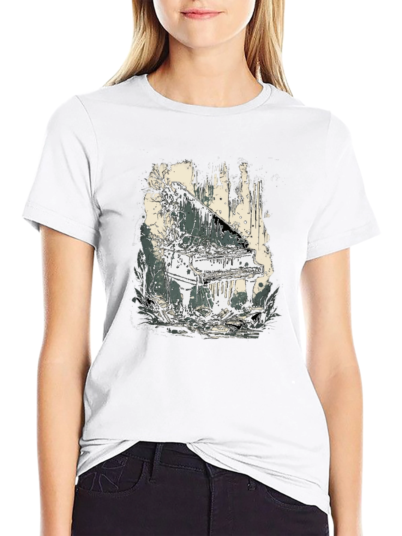 Piano Art Black T-Shirt