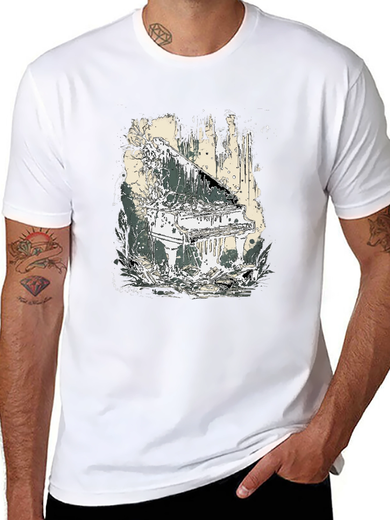 Piano Art Black T-Shirt