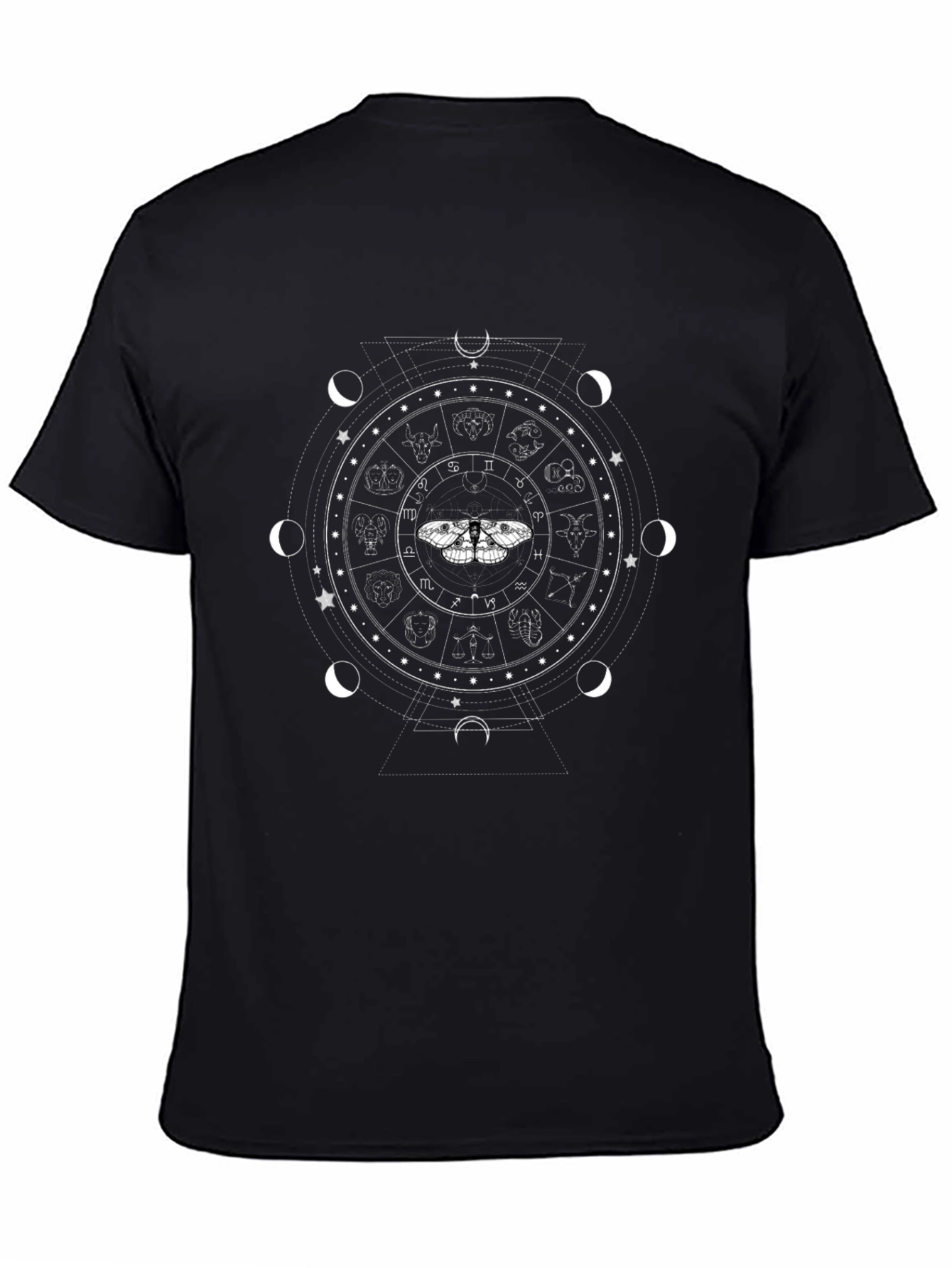 Celestial Zodiac Moth Graphic Tee - Black