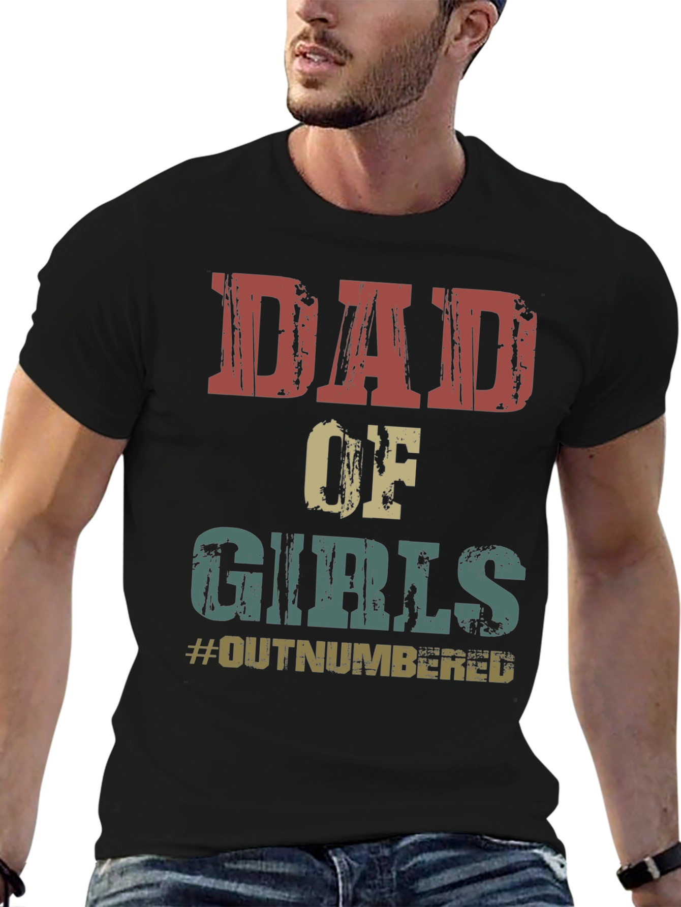 Dad of Girls Graphic Tee - #Outnumbered T-Shirt