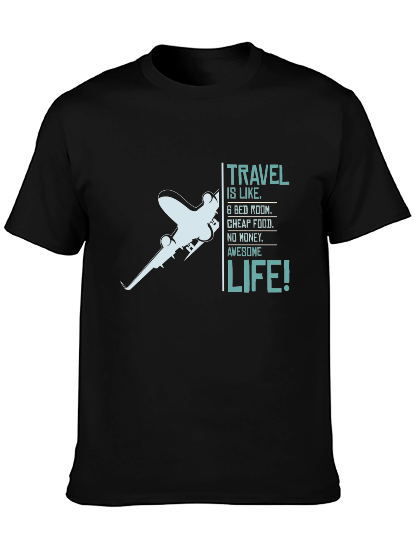 Travel is Life Graphic Tee - Black Crewneck