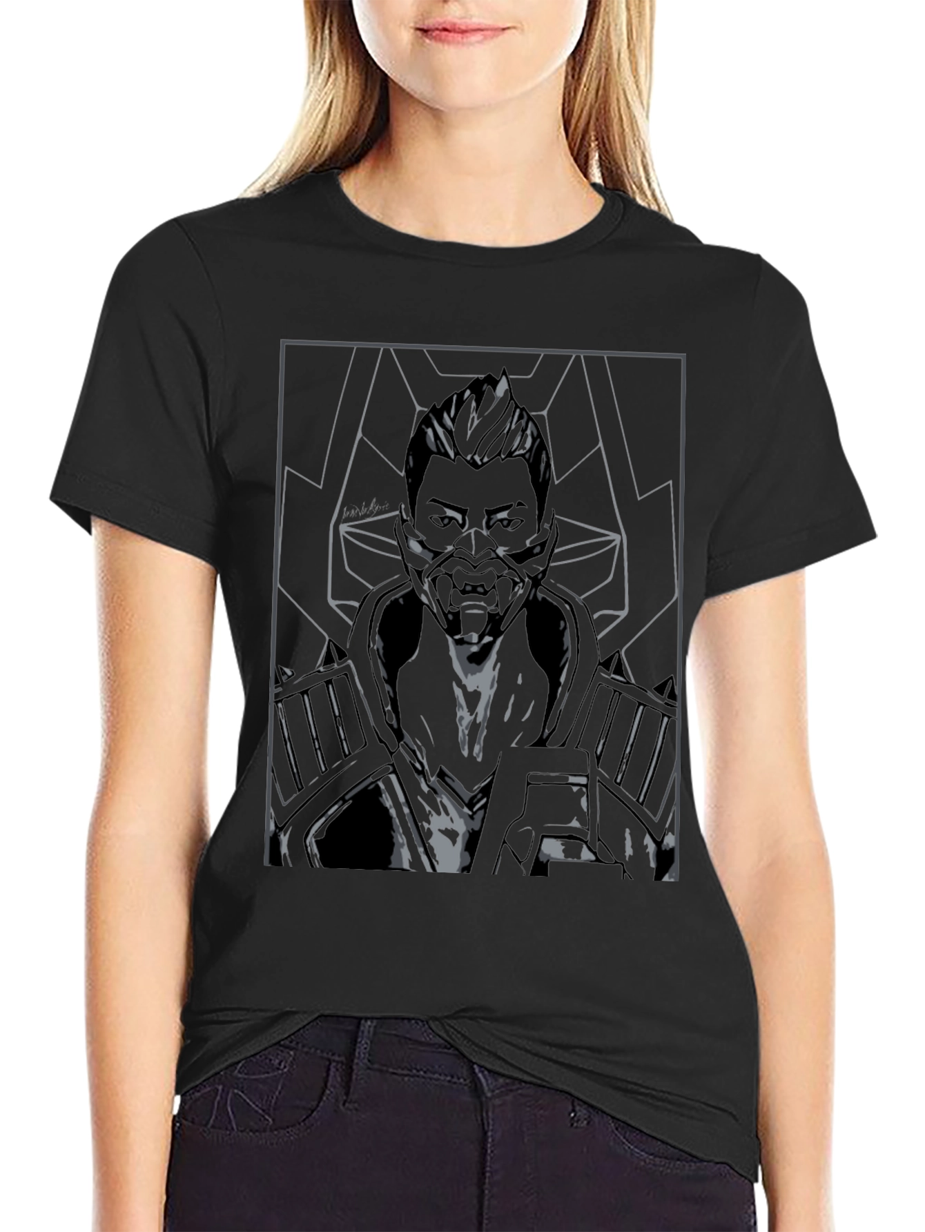 Cyberpunk Graphic Tee - Black Cotton Blend
