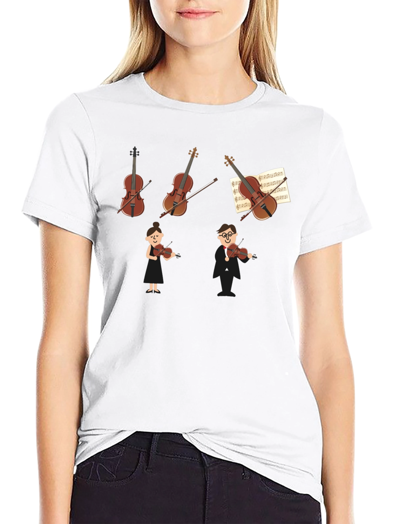 Violin Music Lover Graphic Black T-Shirt