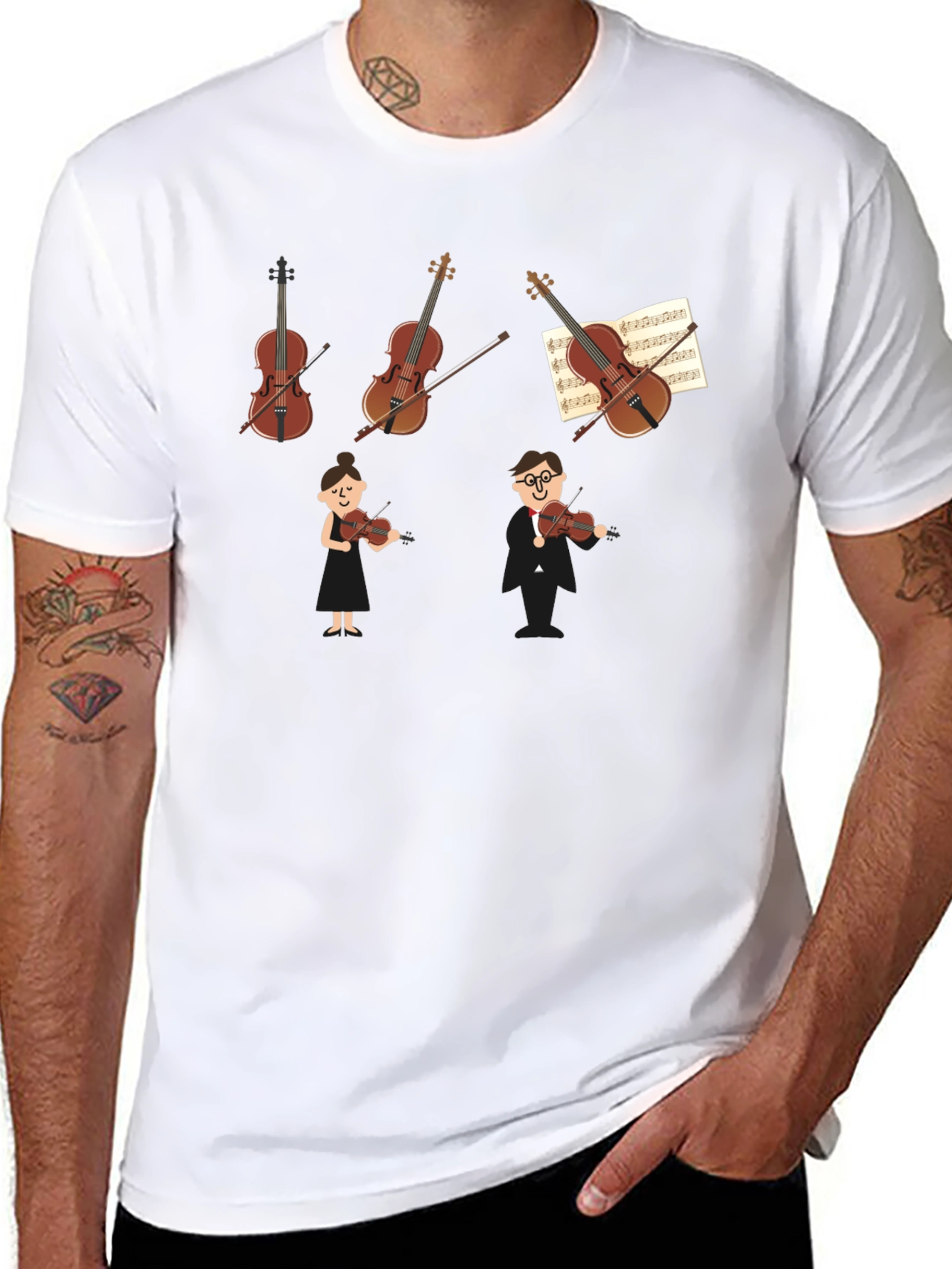 Violin Music Lover Graphic Black T-Shirt