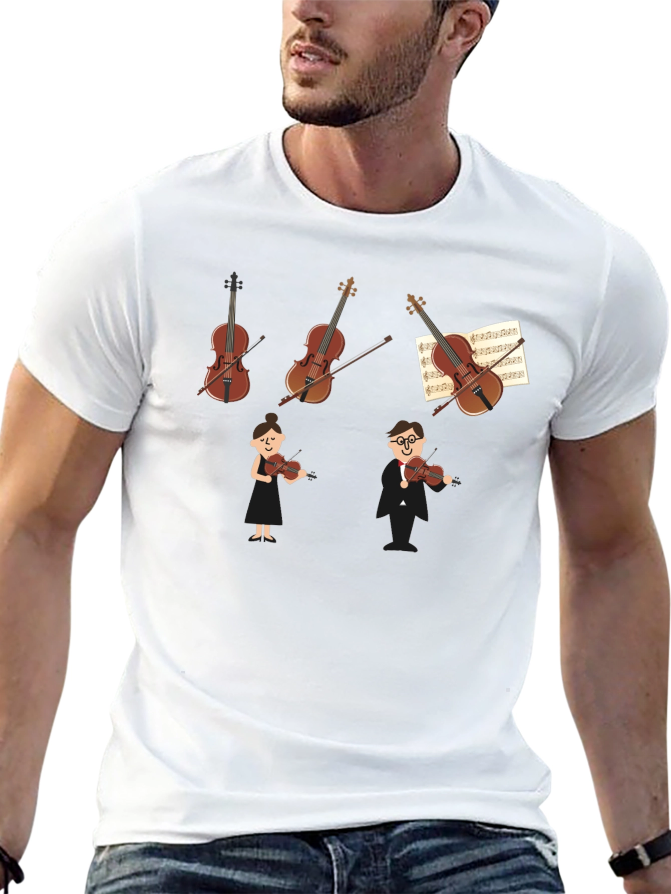Violin Music Lover Graphic Black T-Shirt