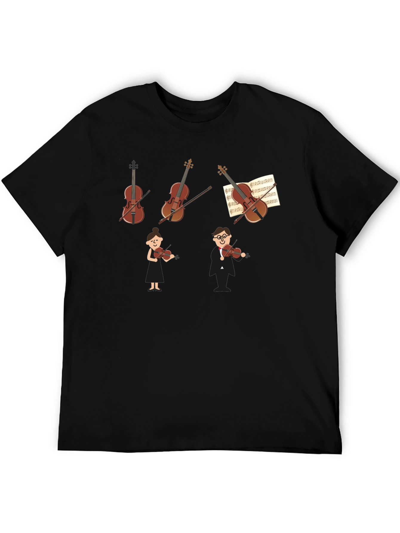 Violin Music Lover Graphic Black T-Shirt