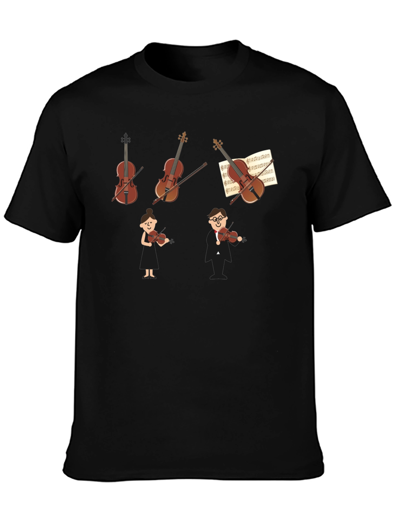 Violin Music Lover Graphic Black T-Shirt