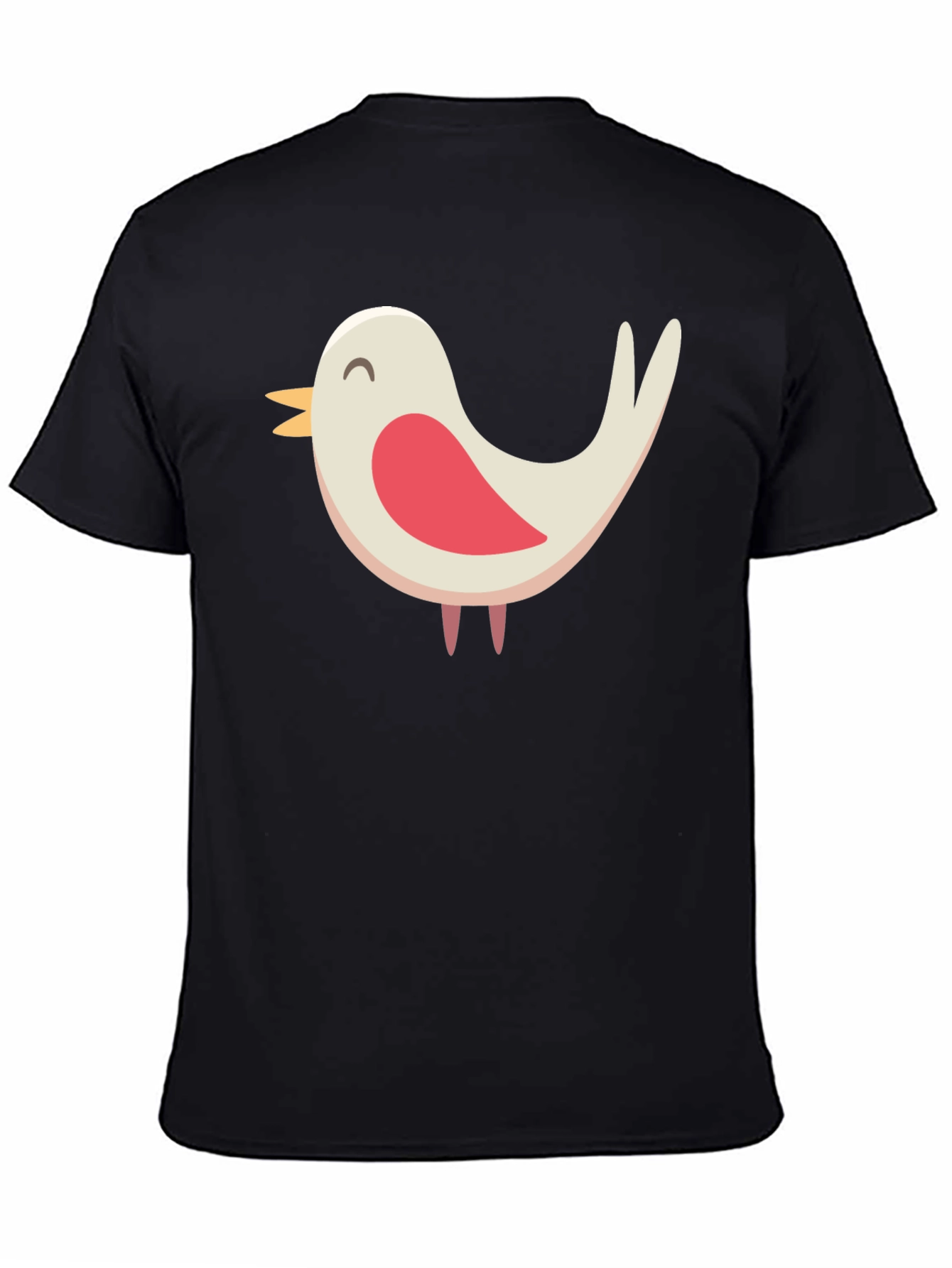 Cute Bird Graphic Tee - Black Cotton Blend Shirt