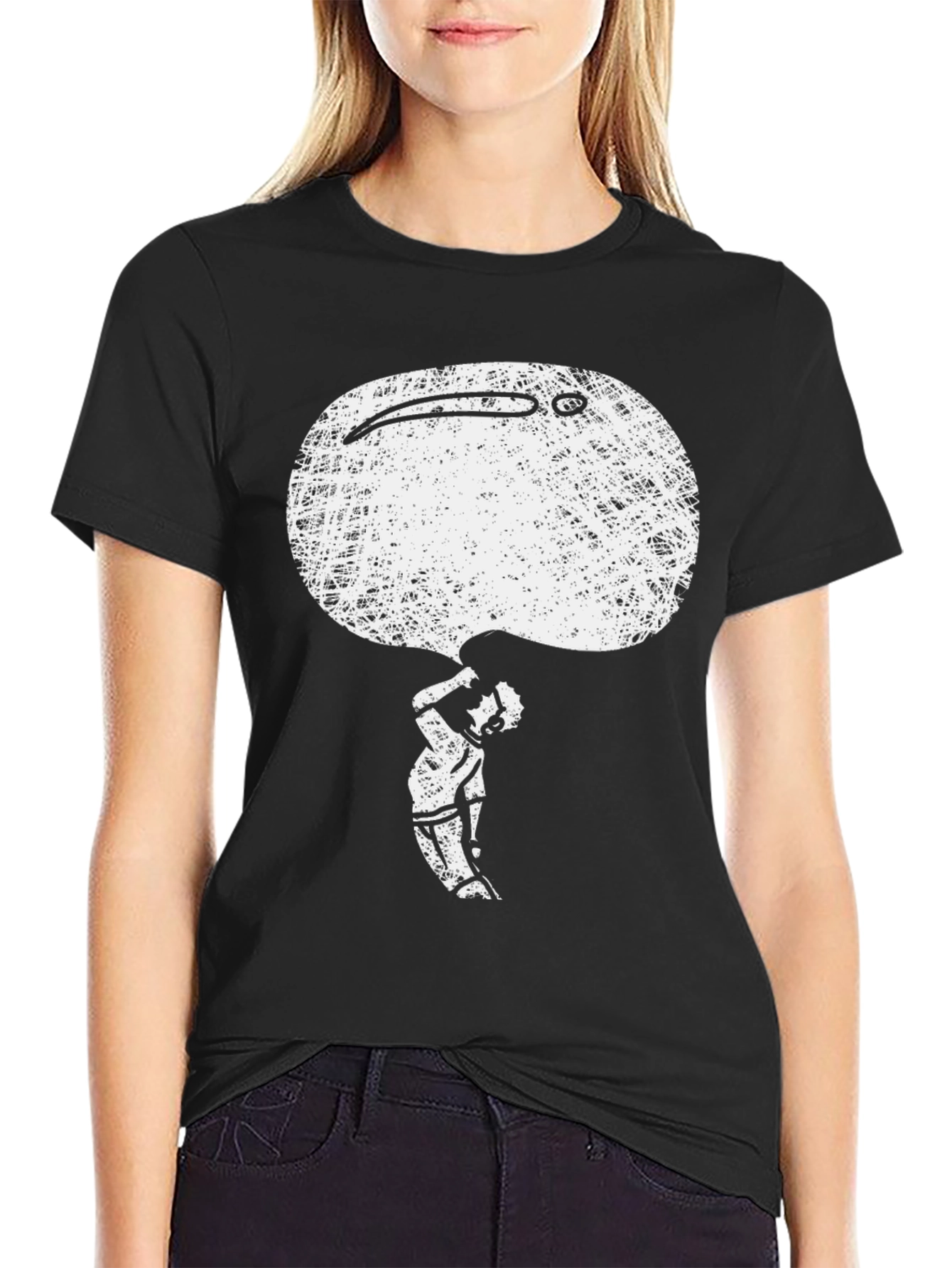 Abstract Art Graphic Print Black T-Shirt