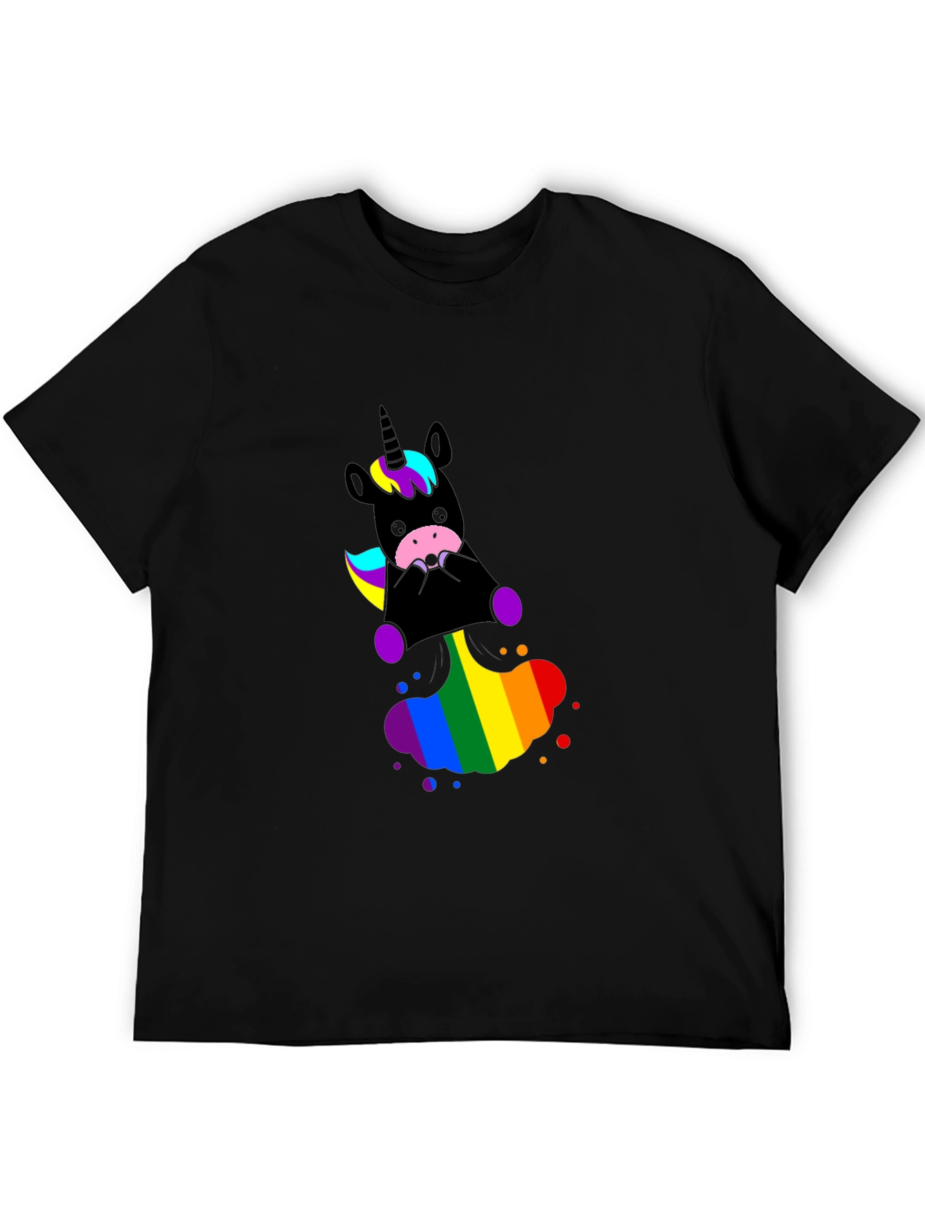 Unicorn Rainbow T-Shirt - Black