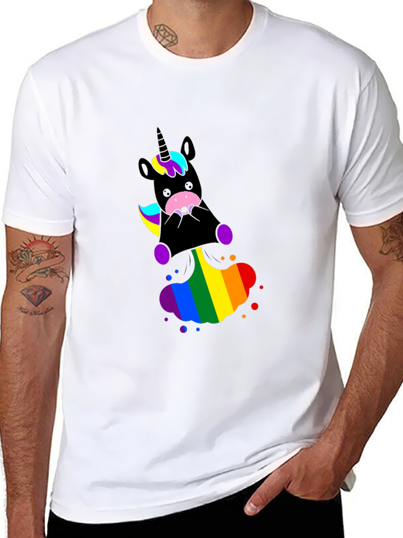 Unicorn Rainbow T-Shirt - Black