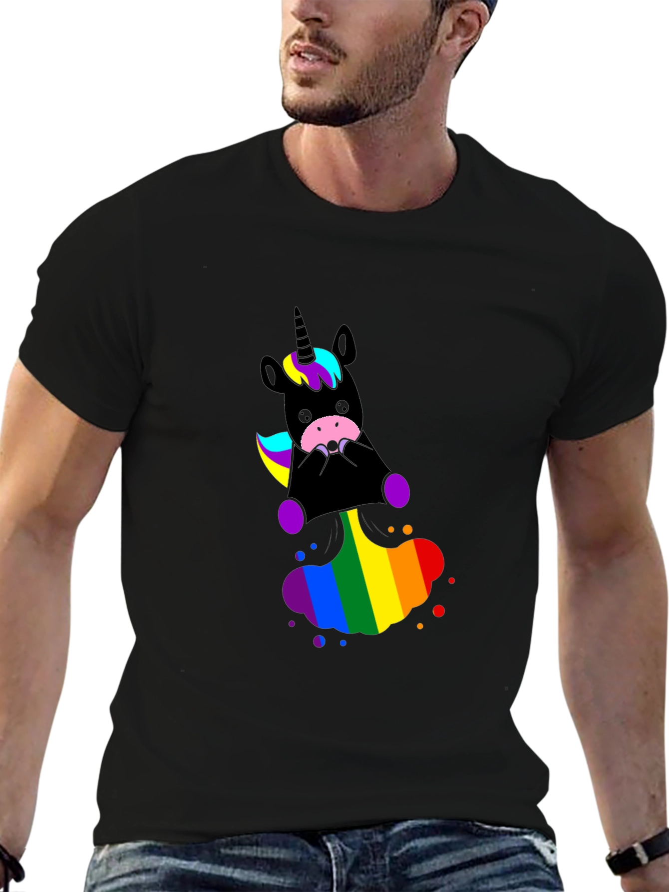 Unicorn Rainbow T-Shirt - Black