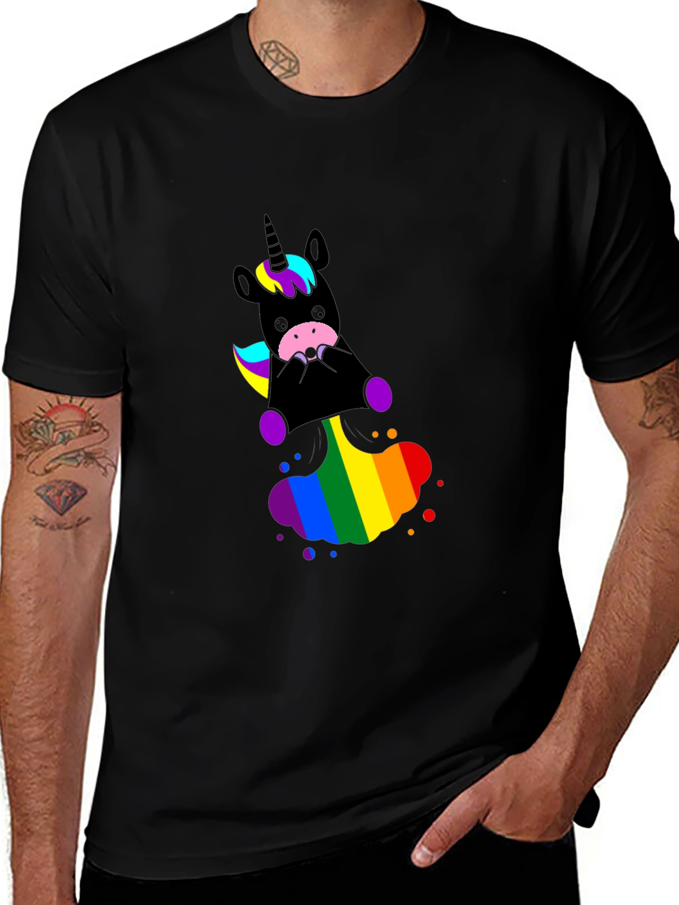 Unicorn Rainbow T-Shirt - Black