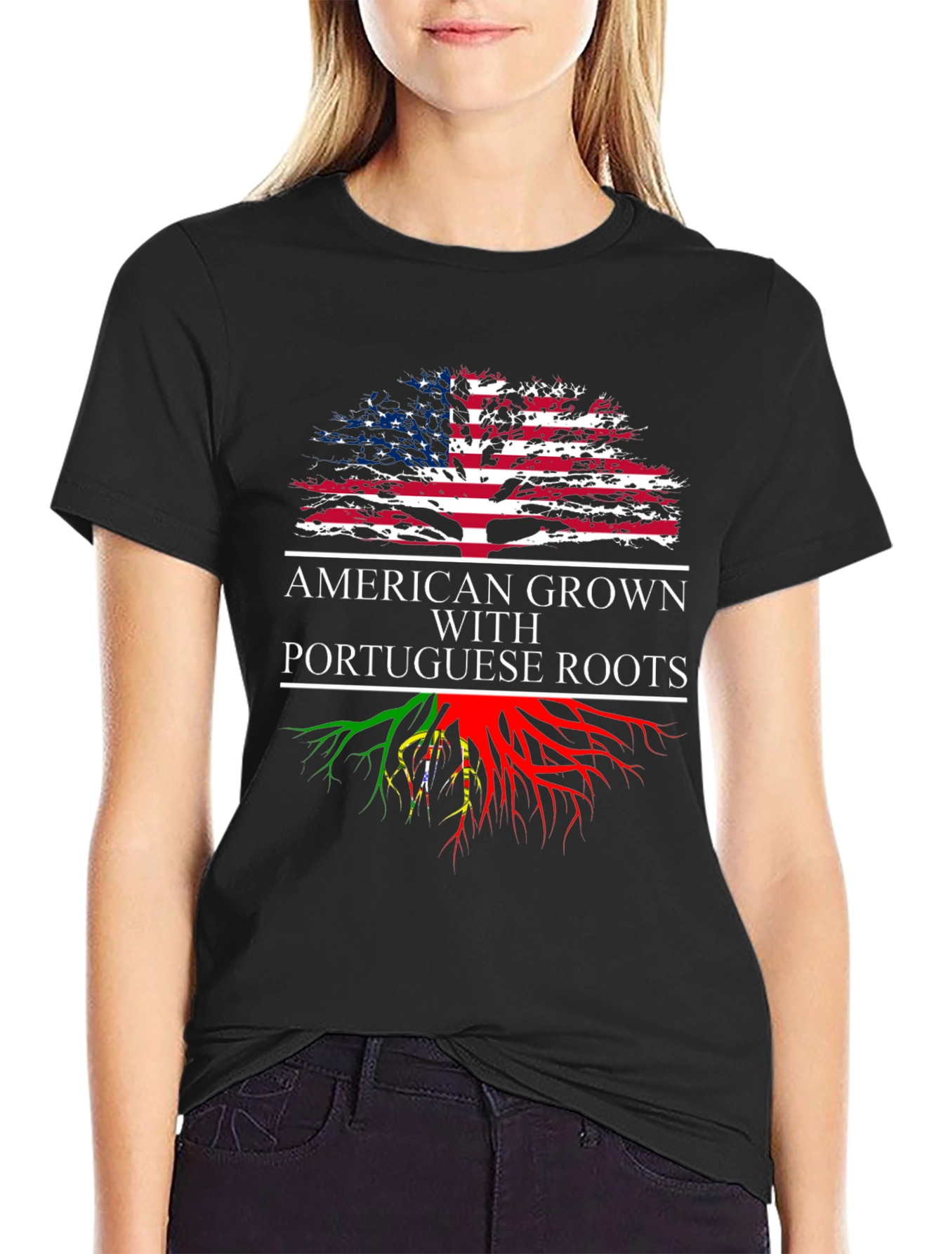 American Grown with Portuguese Roots Graphic T-Shirt