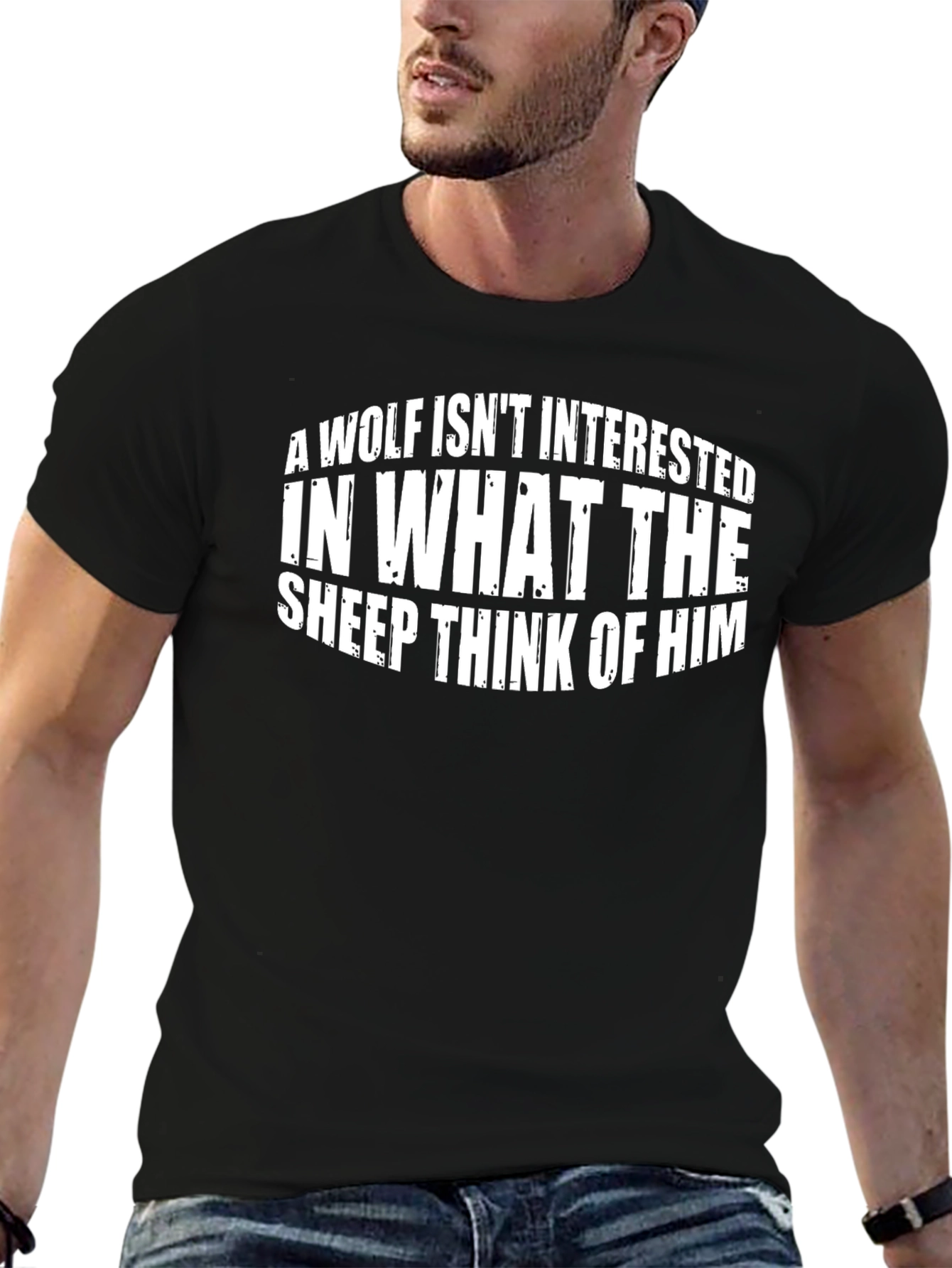 Wolf Sheep T-Shirt - Black Crew Neck Tee