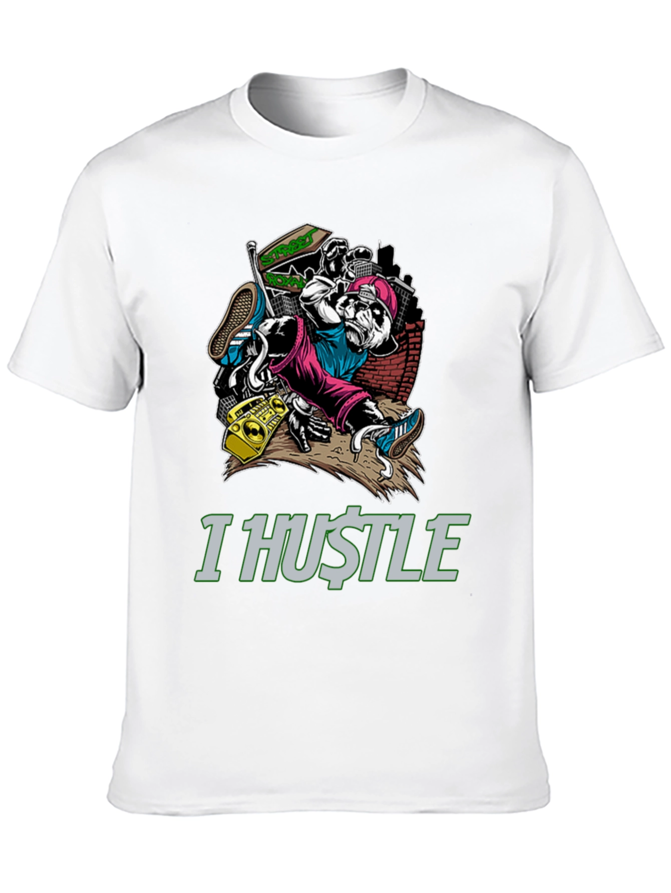 I Hustle Urban Panda Graphic T-Shirt