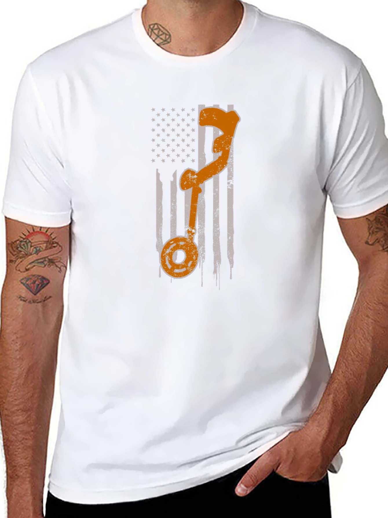 American Flag T-Shirt - Fishing Rod Design