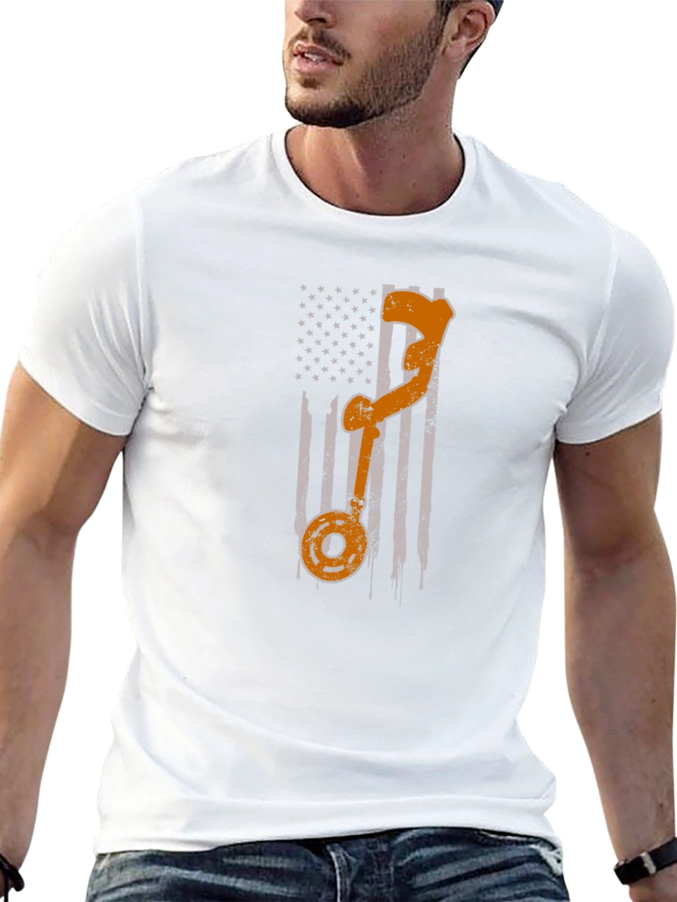American Flag T-Shirt - Fishing Rod Design