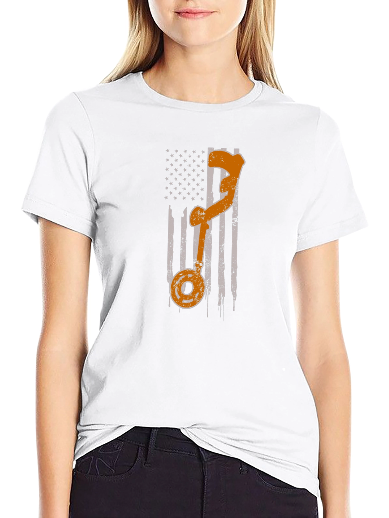 American Flag T-Shirt - Fishing Rod Design