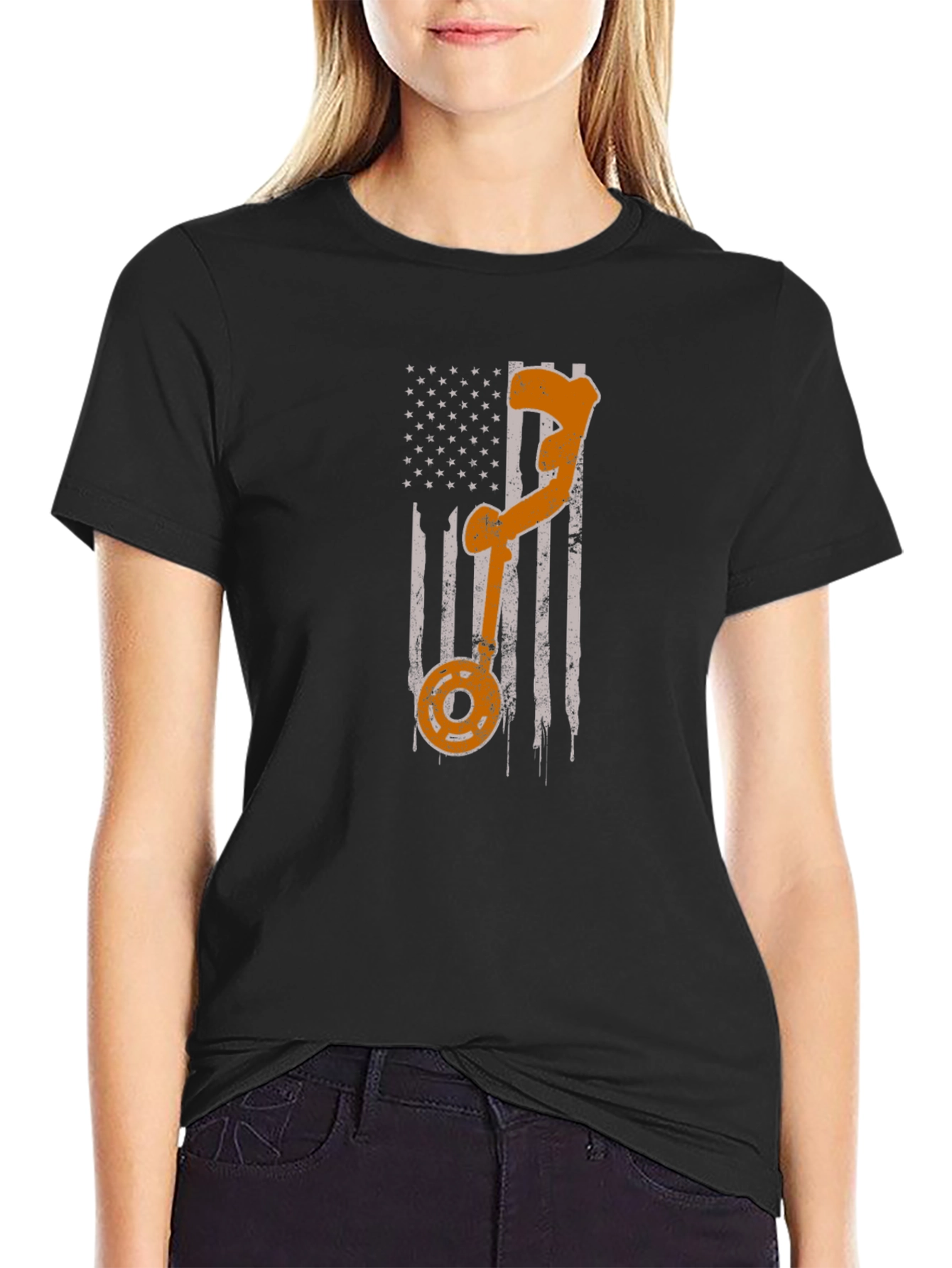 American Flag T-Shirt - Fishing Rod Design