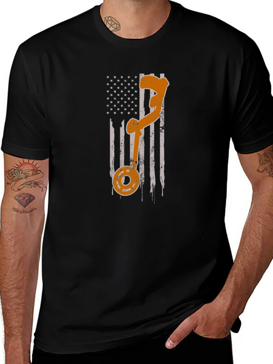 American Flag T-Shirt - Fishing Rod Design