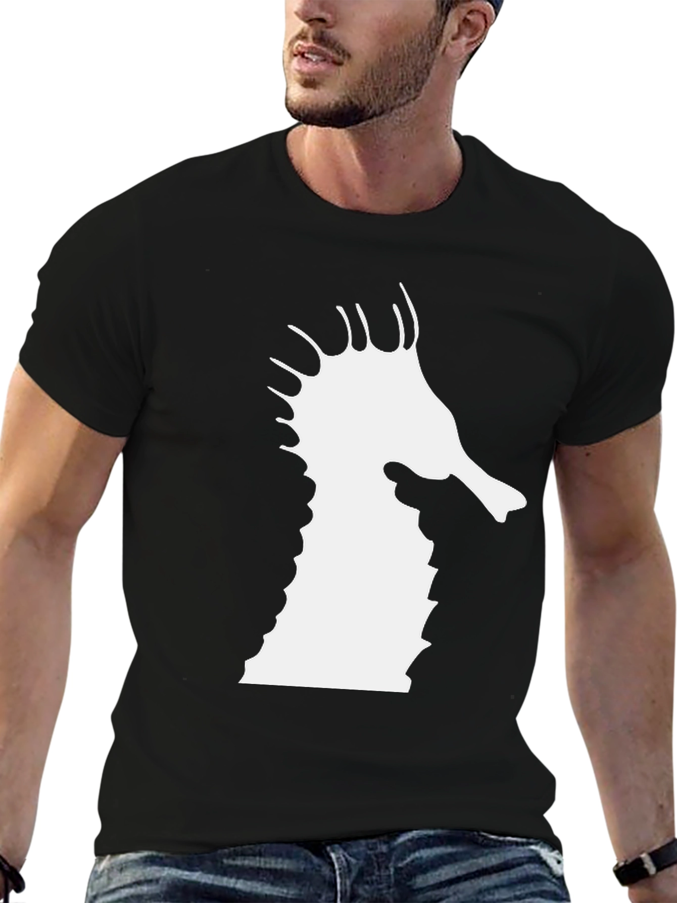 Seahorse Graphic Tee - Black Cotton Blend