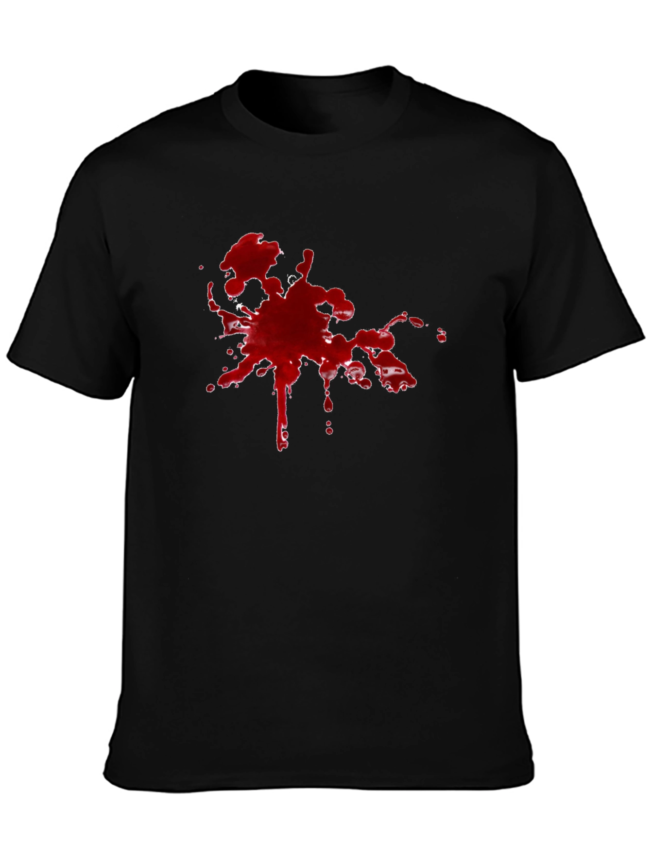 Red Splatter Graphic Tee - Bold Black Cotton Shirt