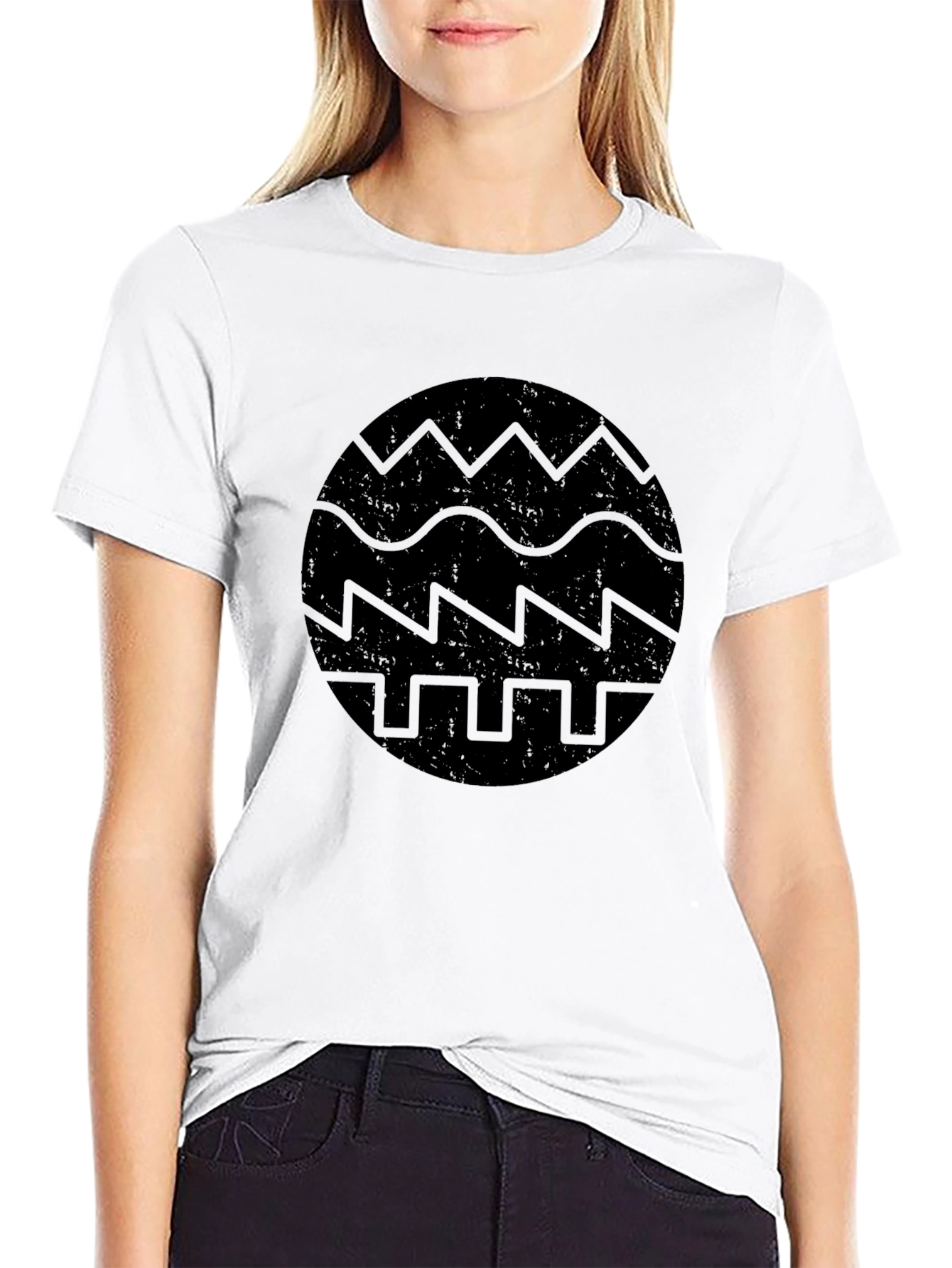 Abstract Graphic Print Black T-Shirt