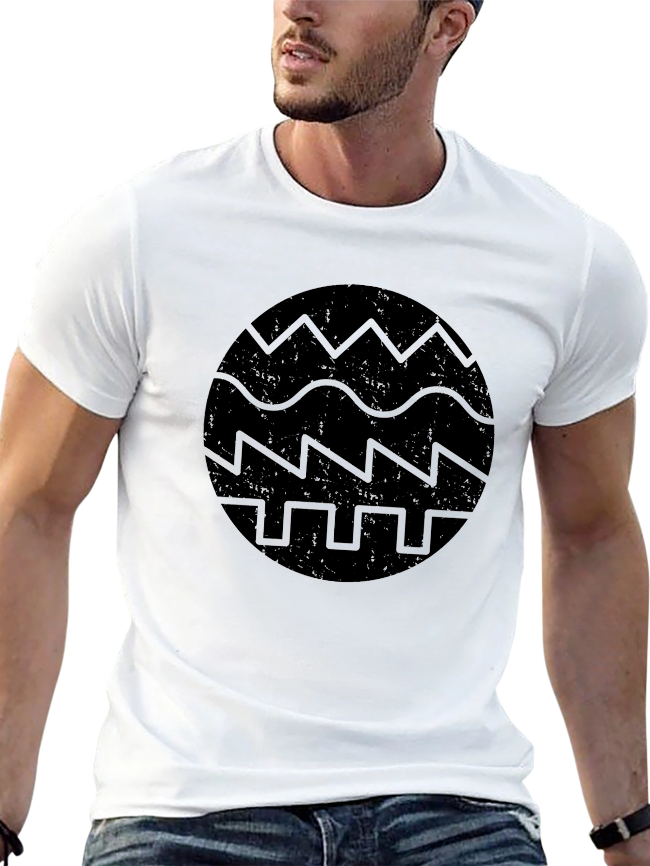 Abstract Graphic Print Black T-Shirt