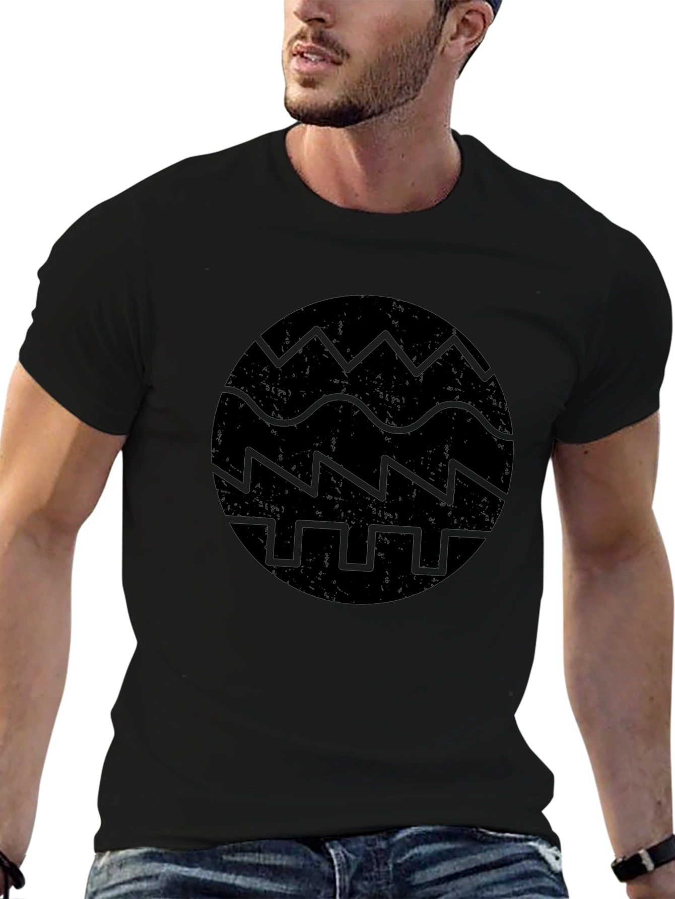 Abstract Graphic Print Black T-Shirt
