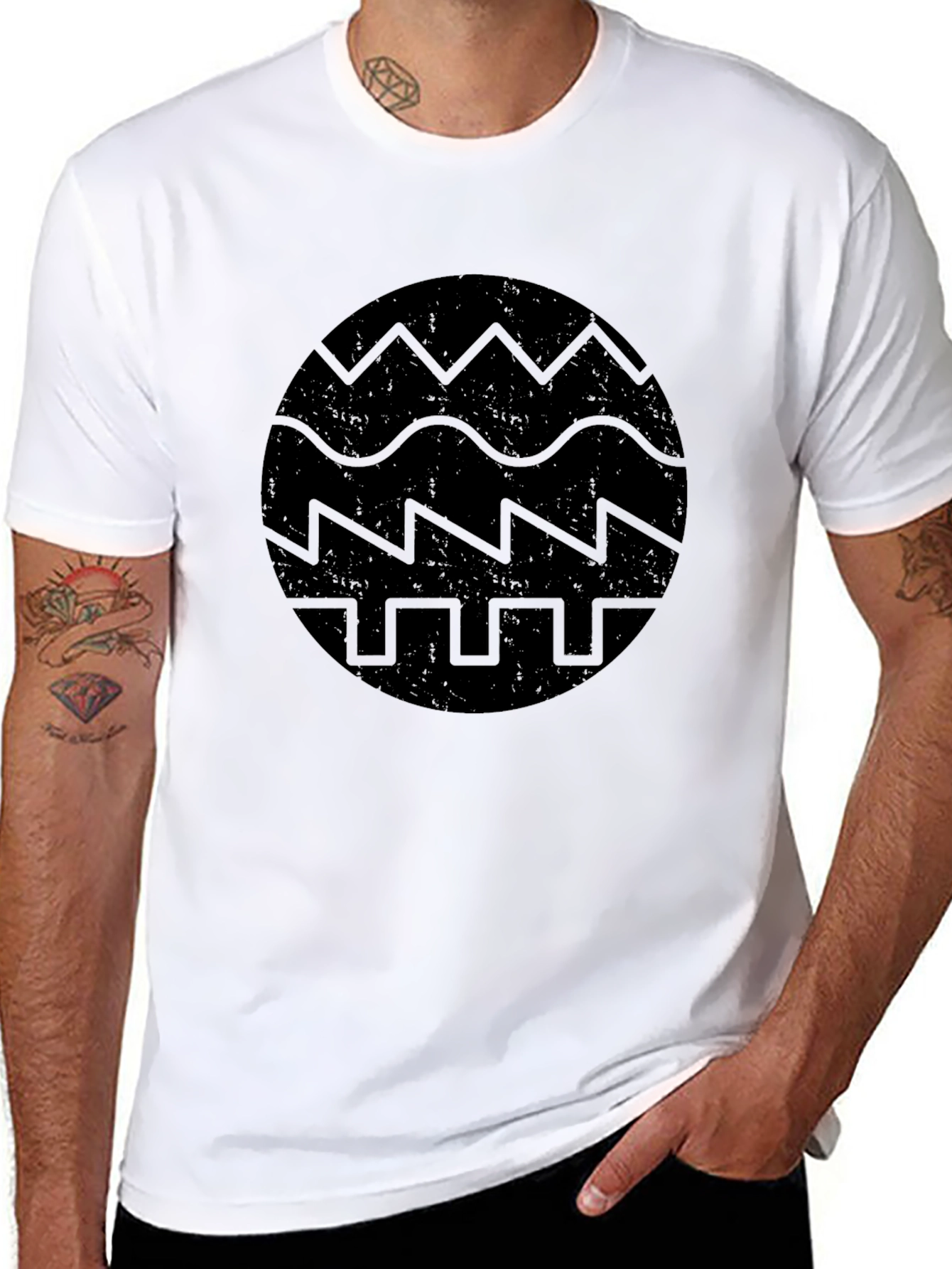Abstract Graphic Print Black T-Shirt