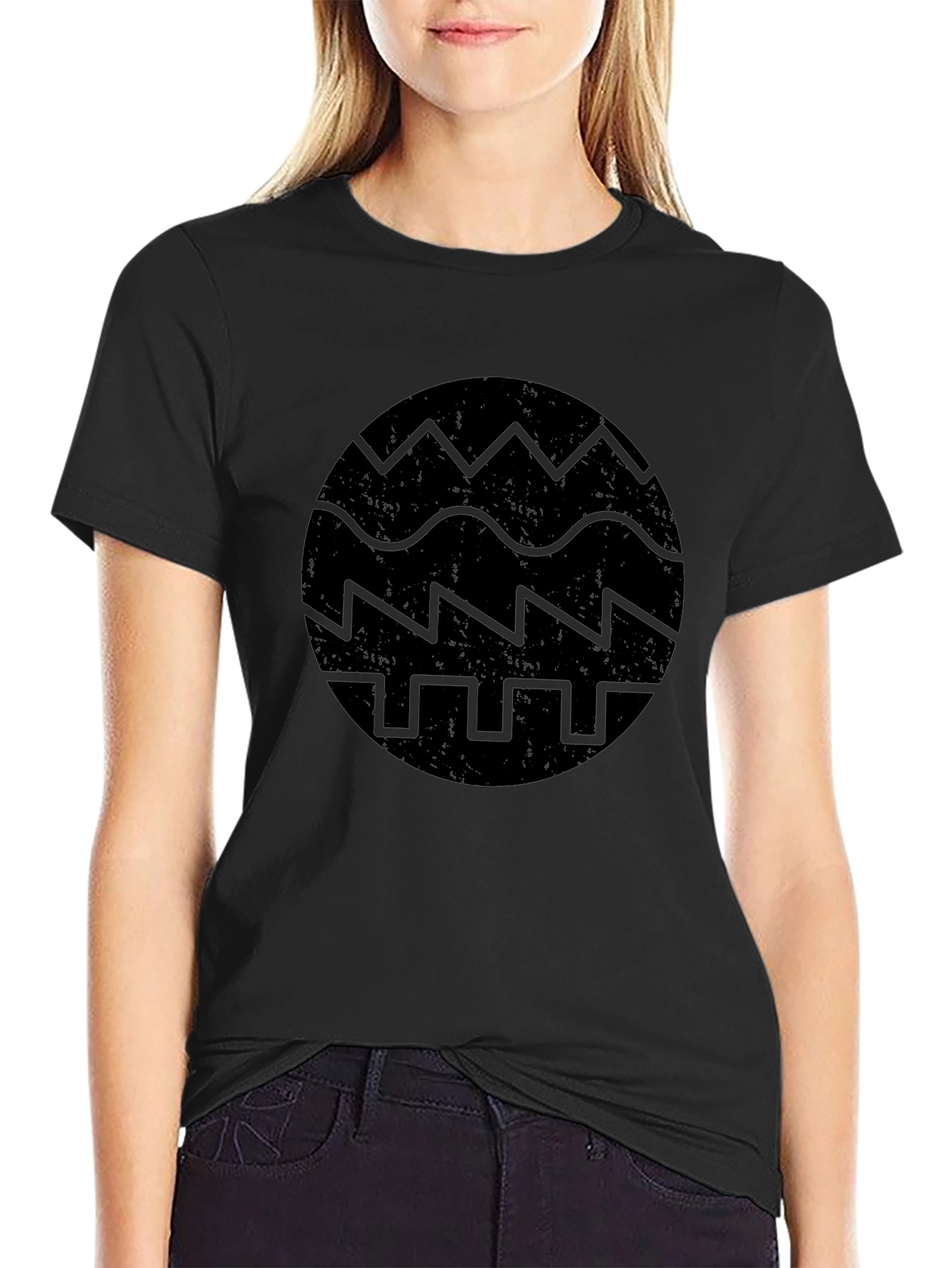 Abstract Graphic Print Black T-Shirt