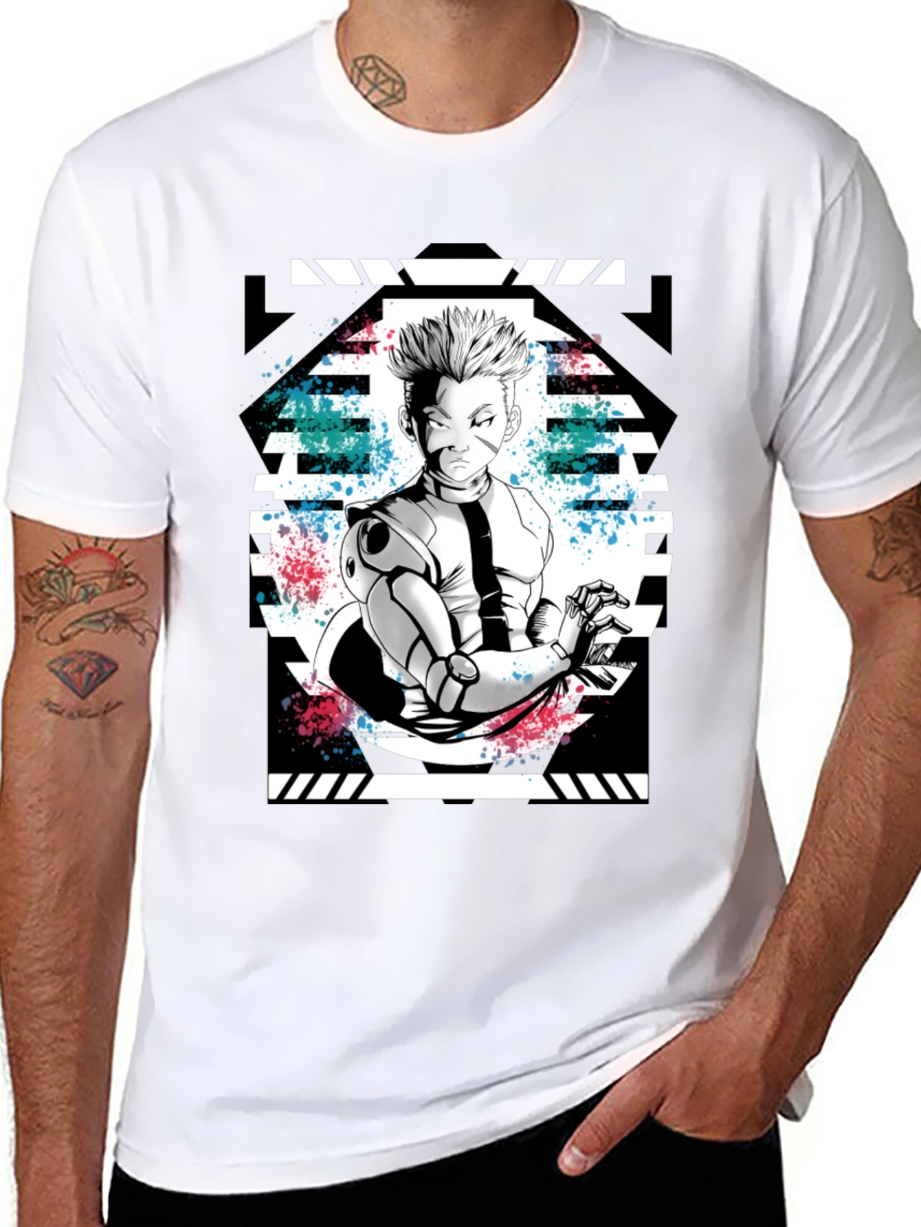 Anime Graphic Print Black T-Shirt