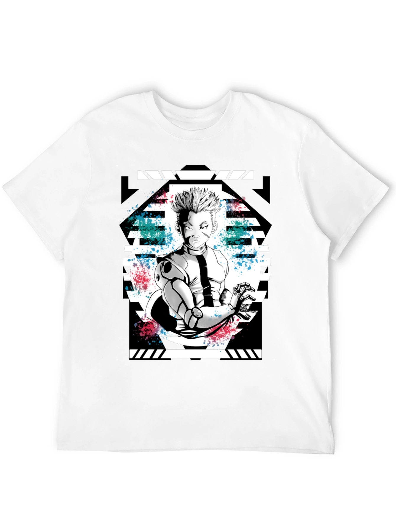 Anime Graphic Print Black T-Shirt