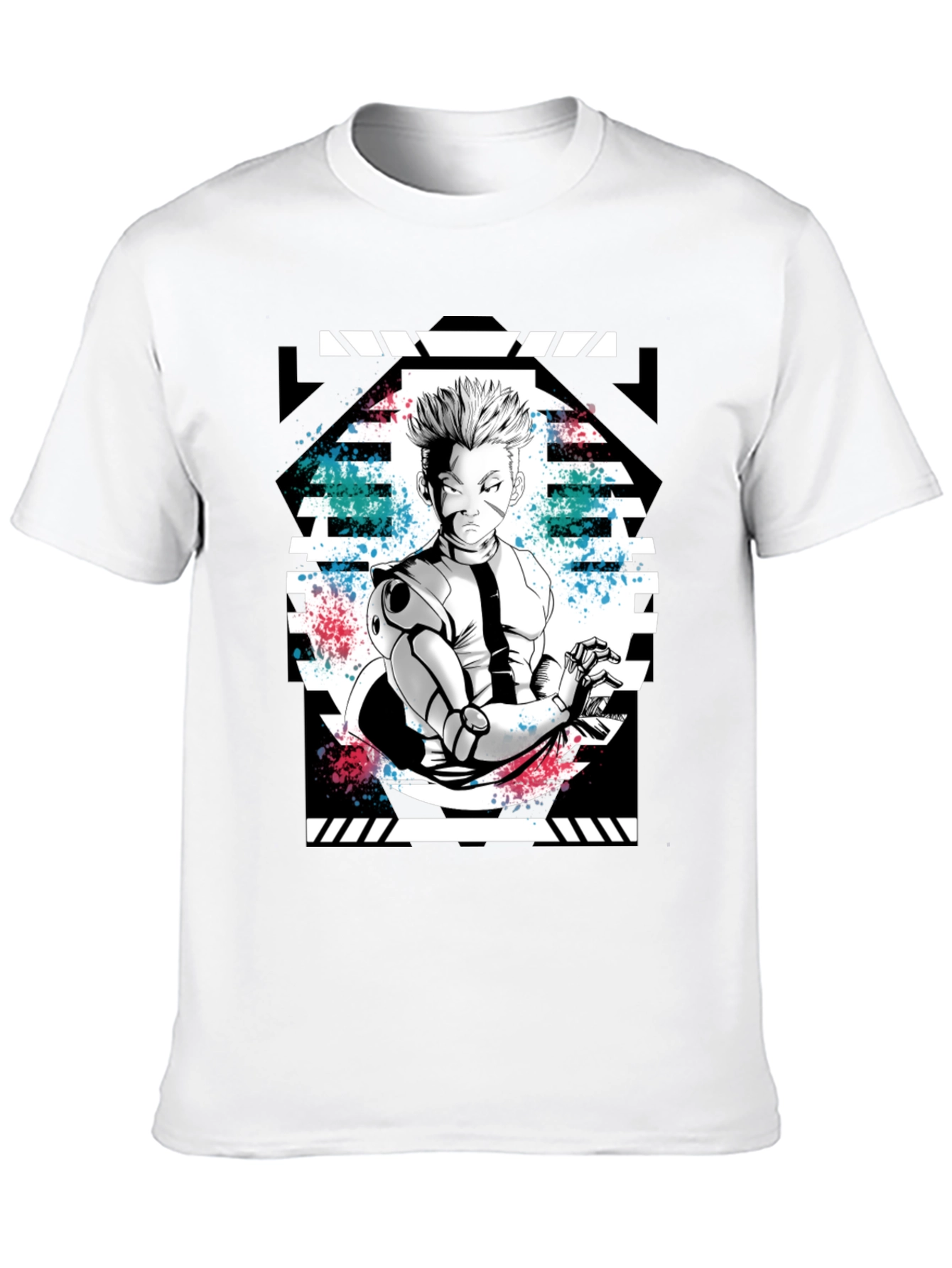 Anime Graphic Print Black T-Shirt