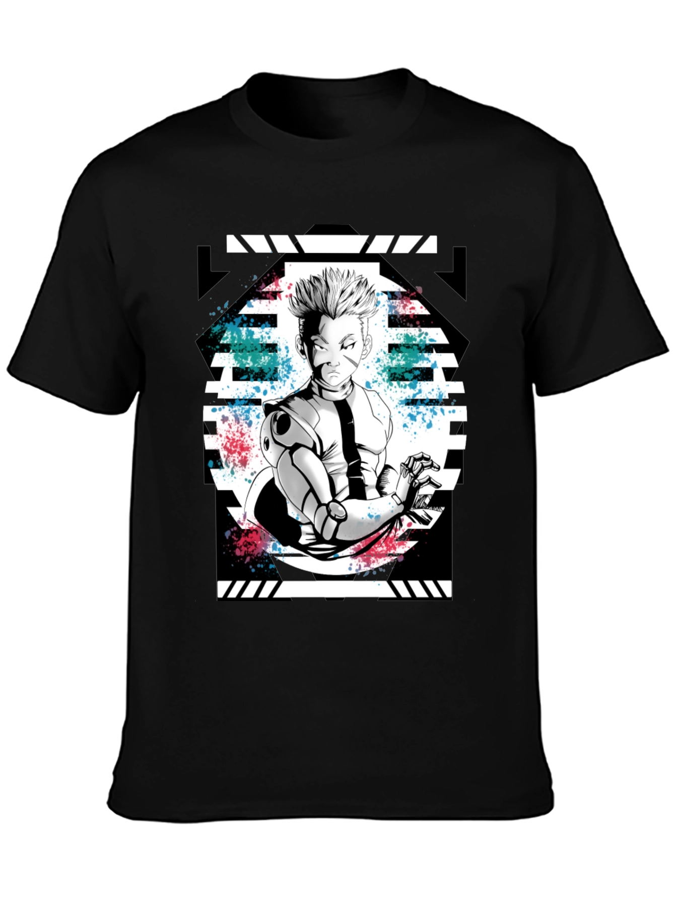 Anime Graphic Print Black T-Shirt