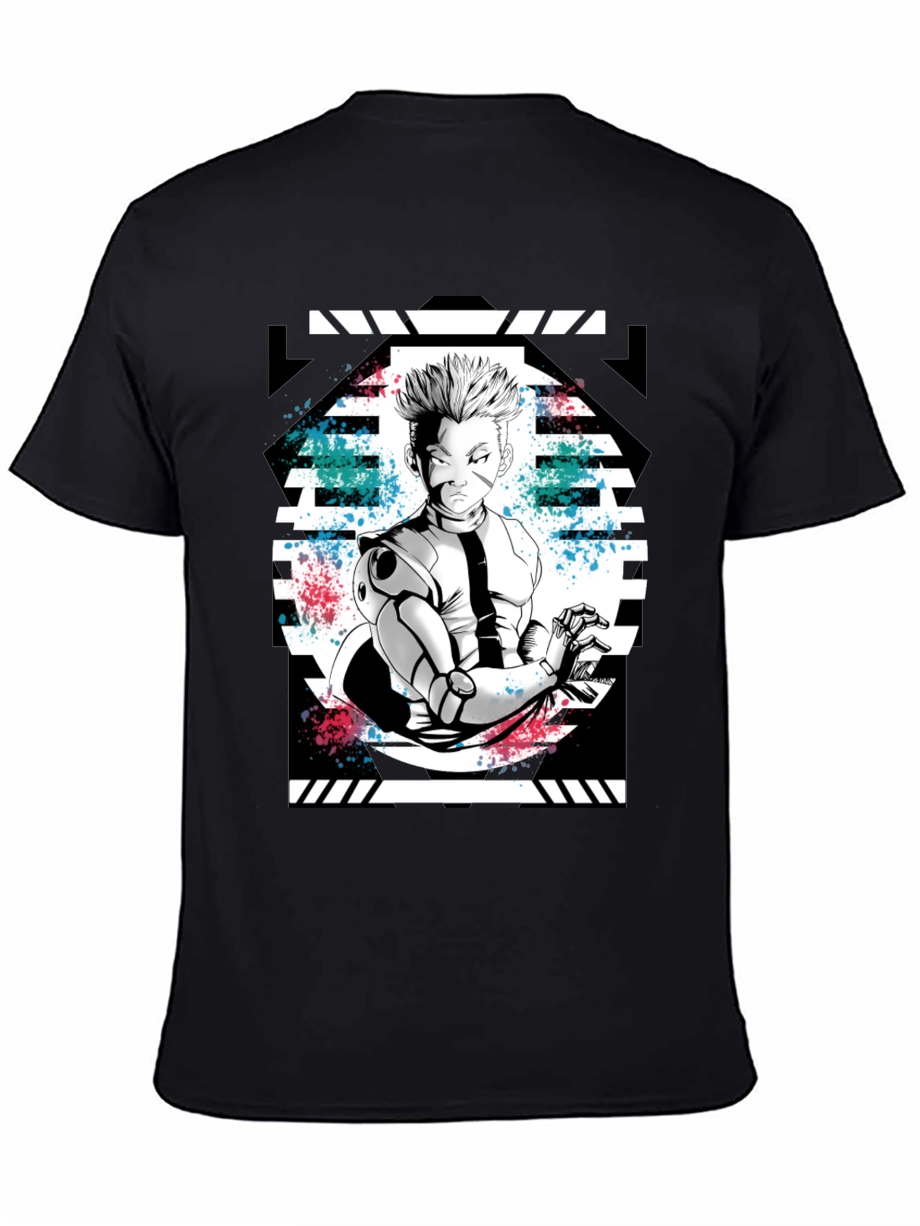 Anime Graphic Print Black T-Shirt