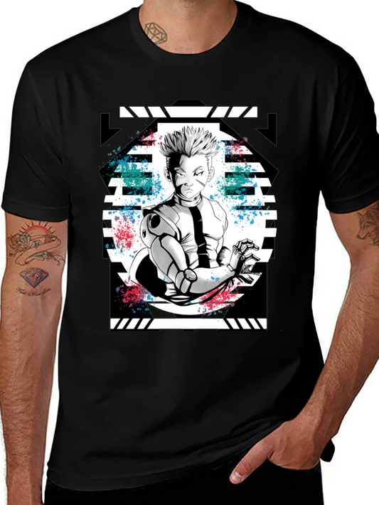 Anime Graphic Print Black T-Shirt