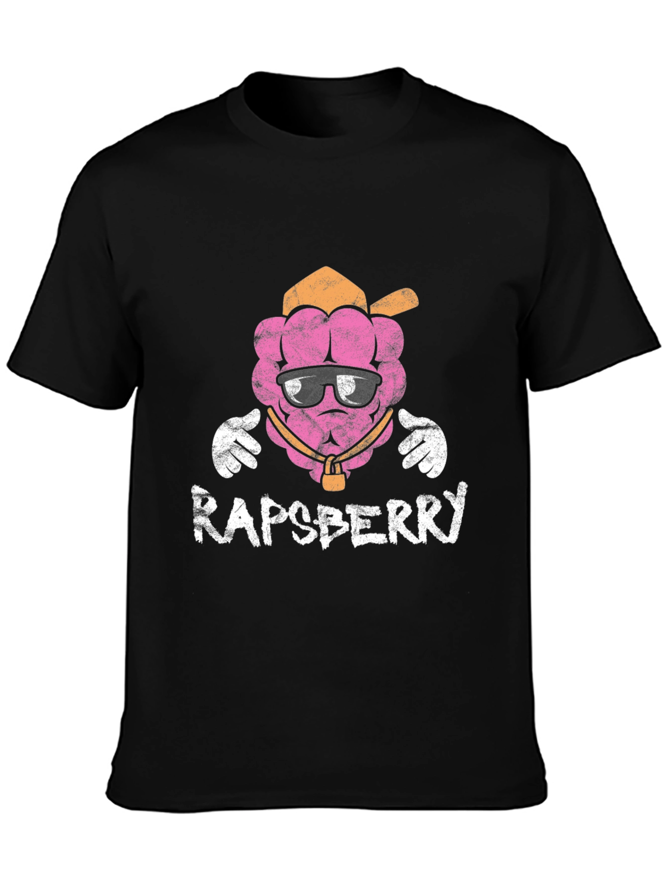 Rapberry Graphic Print Black T-Shirt