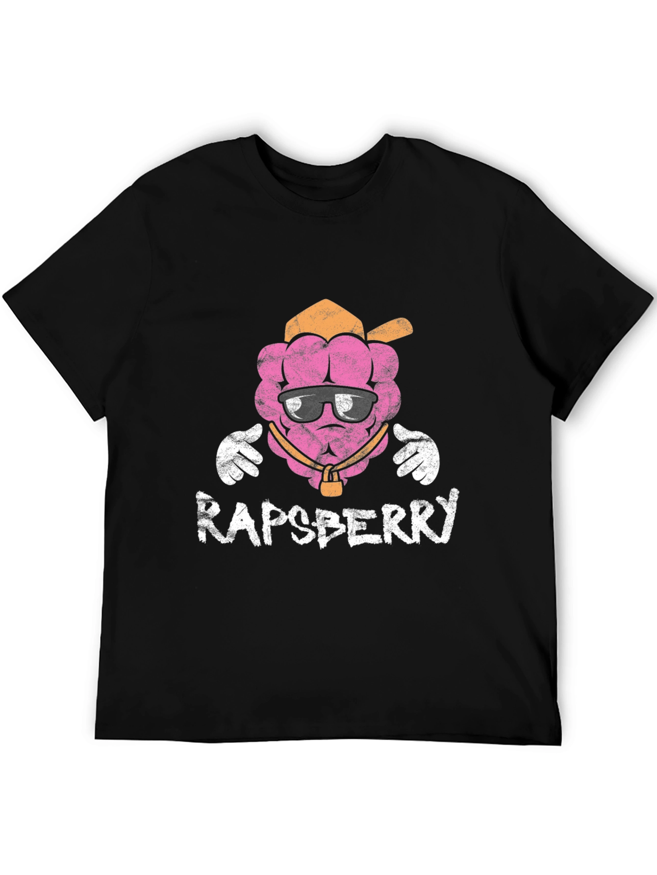 Rapberry Graphic Print Black T-Shirt