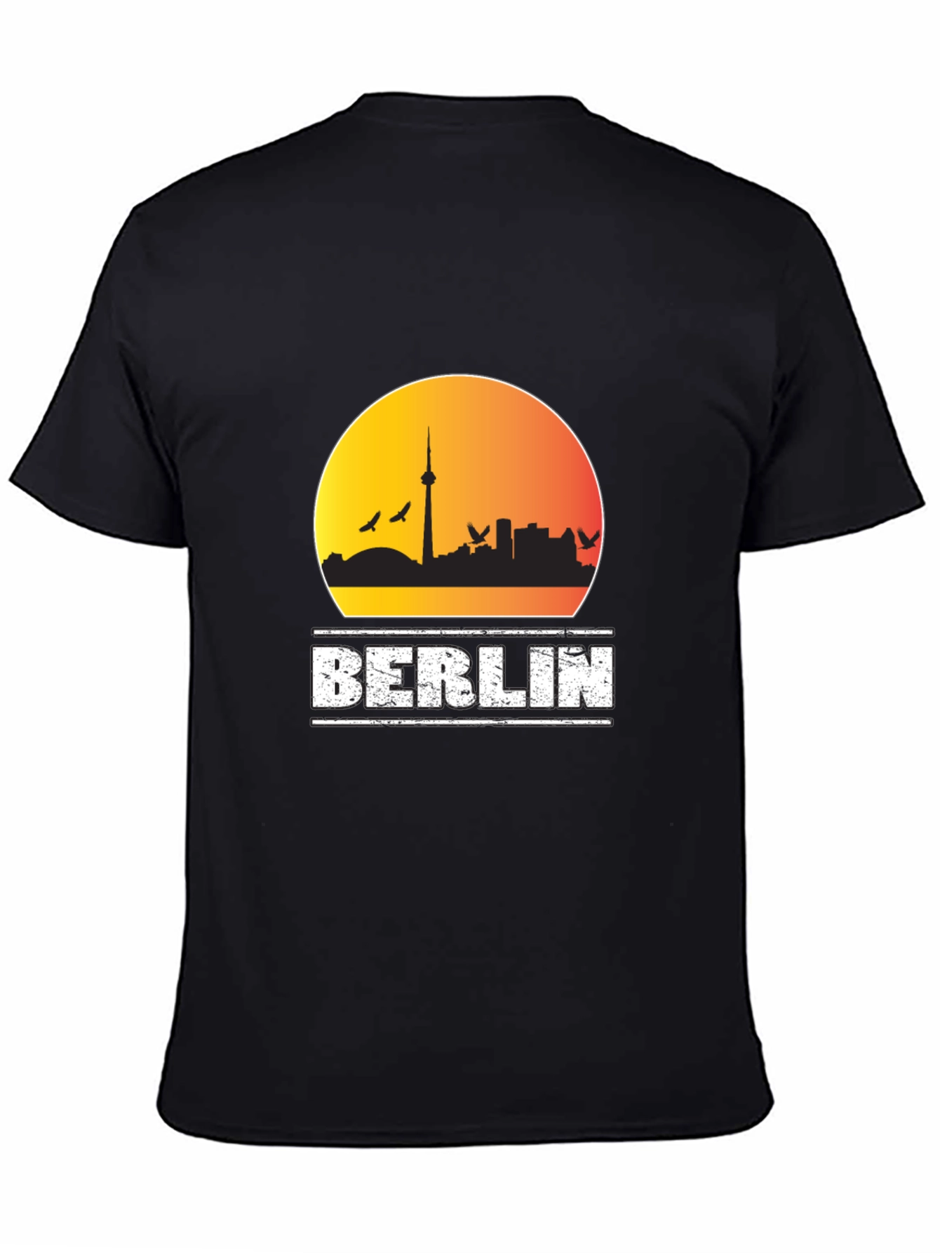 Berlin Skyline Mens Black Graphic T-Shirt