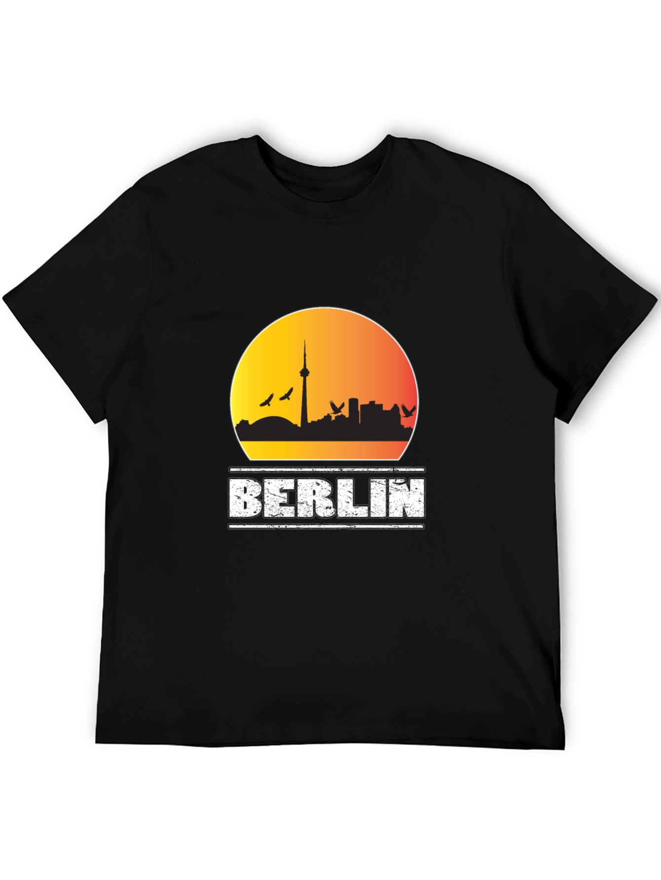 Berlin Skyline Mens Black Graphic T-Shirt