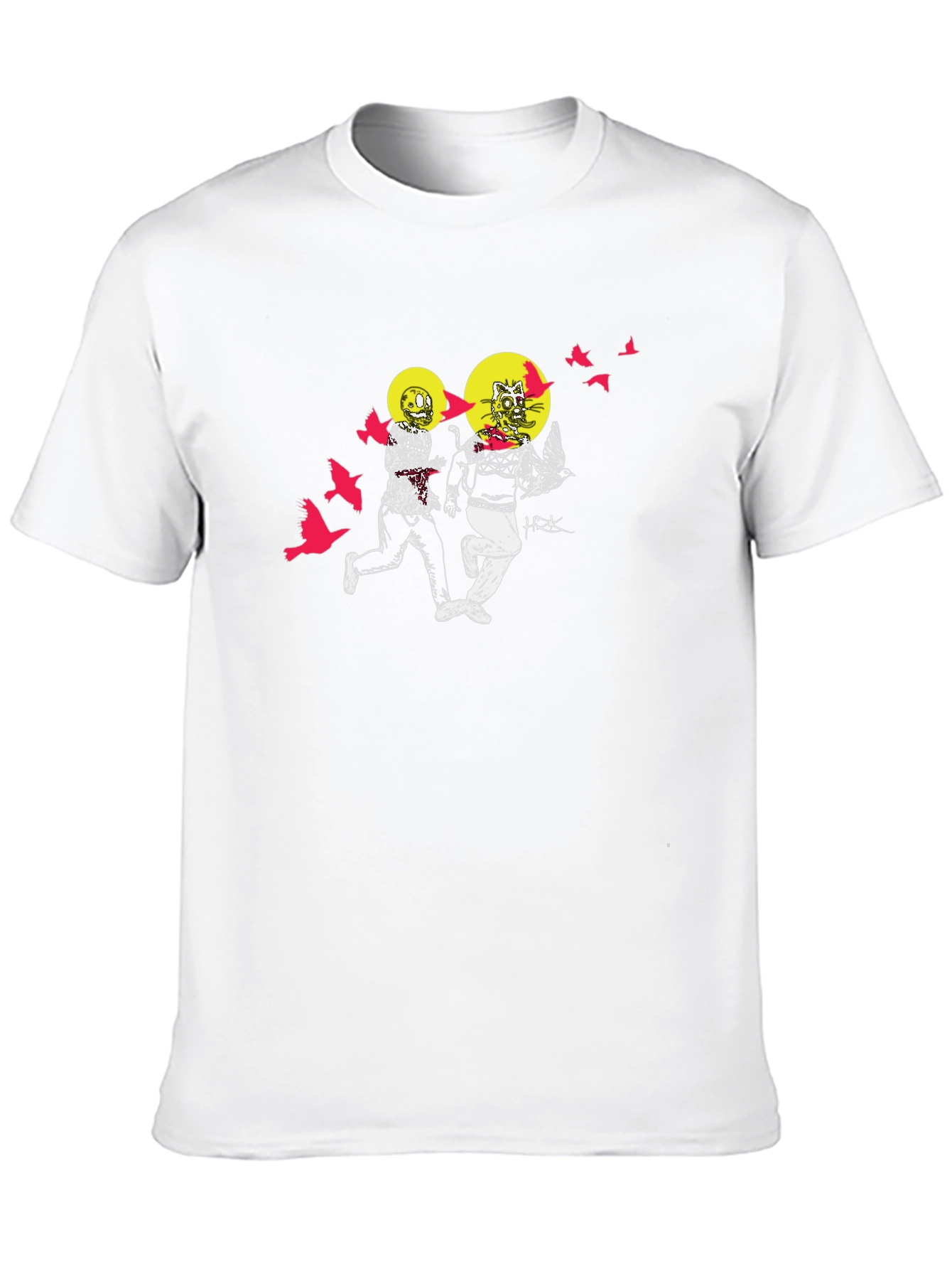 Illustrated Graphic Print Black Crew Neck T-Shirt