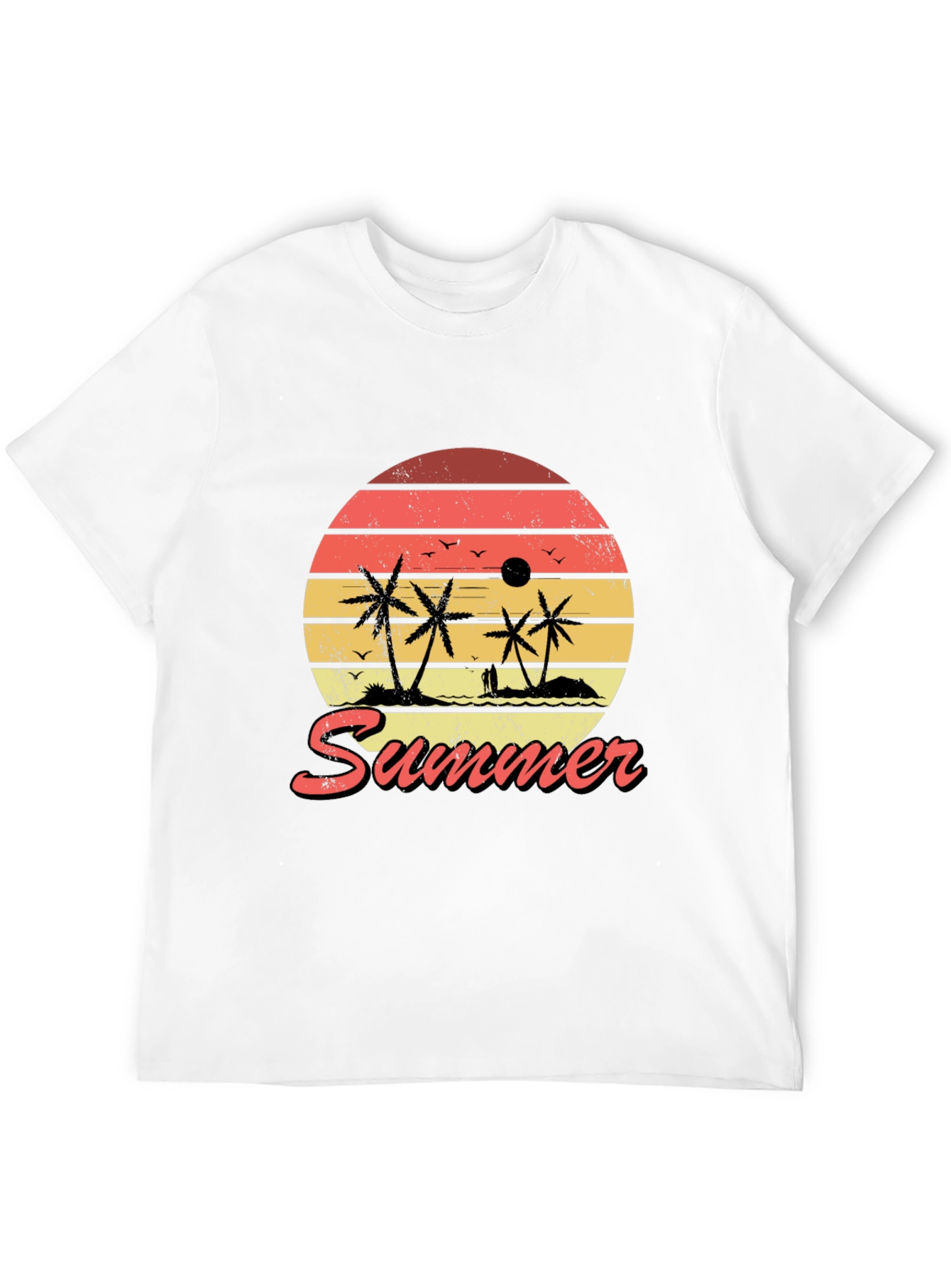 Retro Summer Sunset Graphic Tee - Tropical Palm T-Shirt