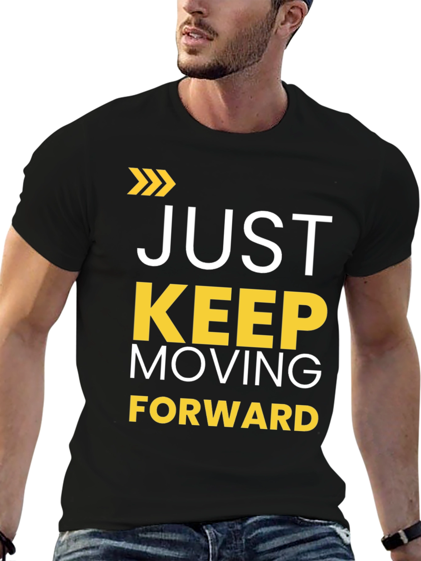 Motivational Just Keep Moving Forward Black T-Shirt