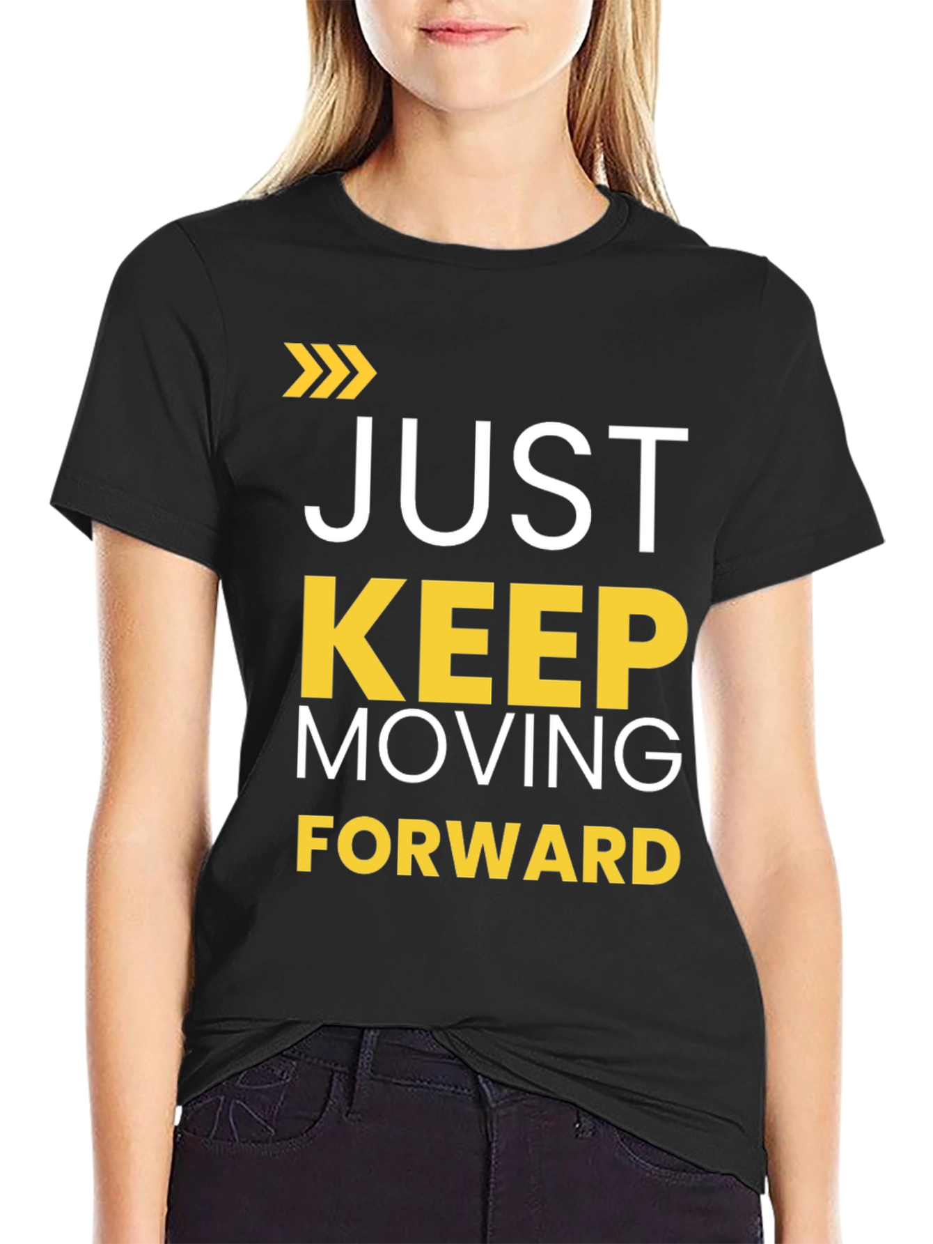 Motivational Just Keep Moving Forward Black T-Shirt