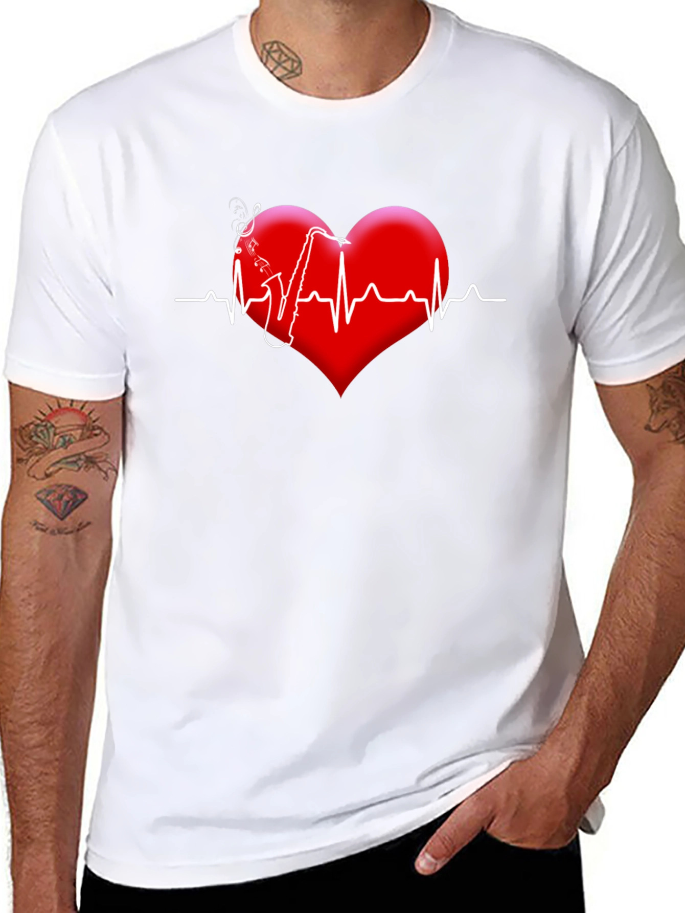 Sax Heartbeat Black T-Shirt