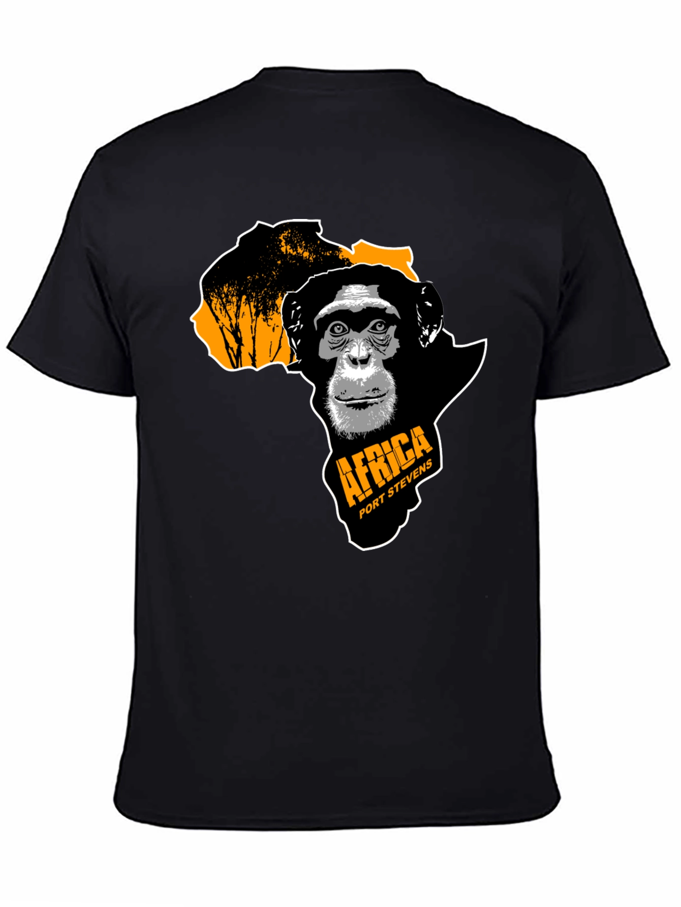 Africa Chimpanzee Graphic Black T-Shirt