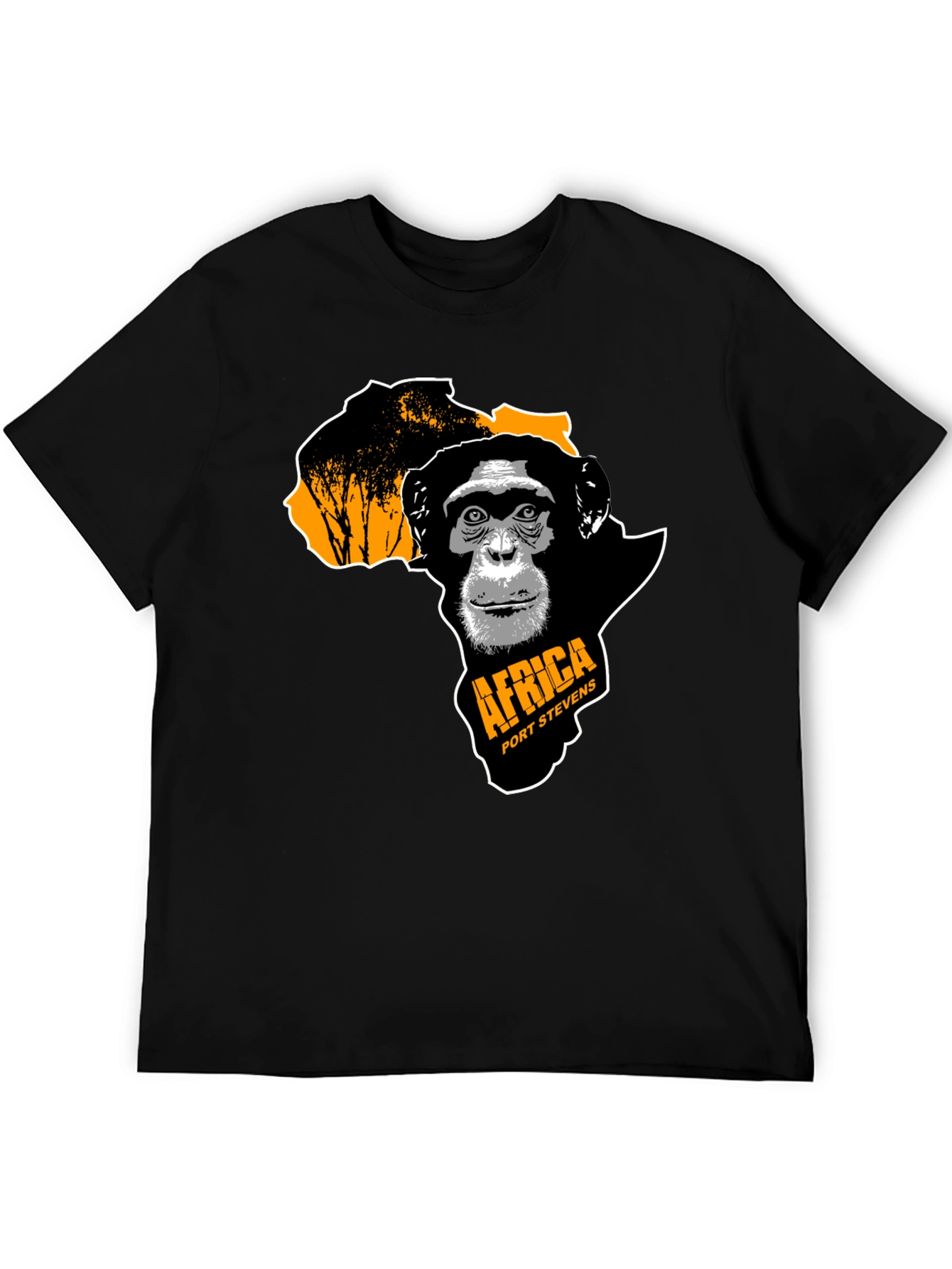 Africa Chimpanzee Graphic Black T-Shirt
